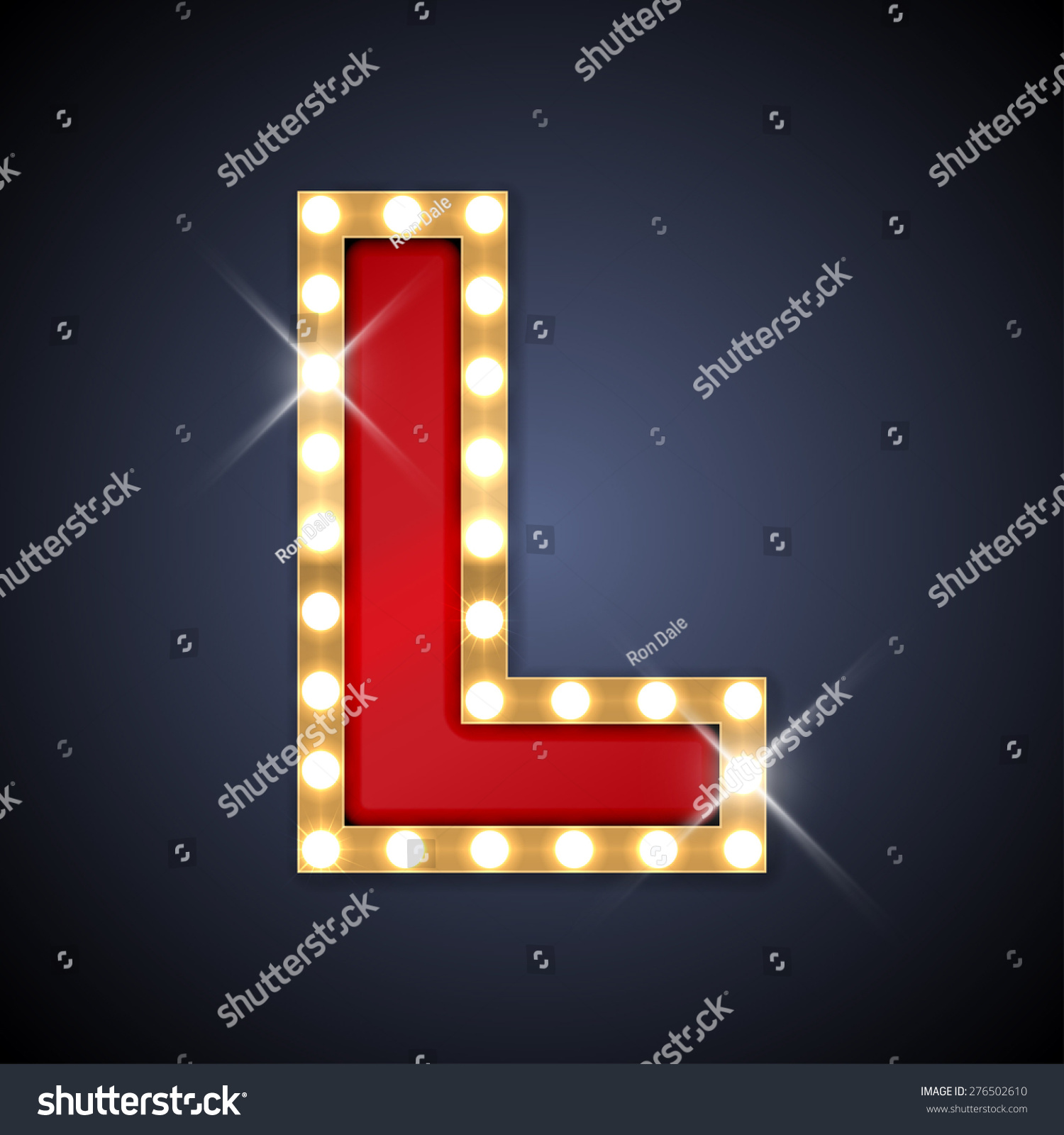 Vector Illustration Of Realistic Retro Signboard Letter L. Part Of ...