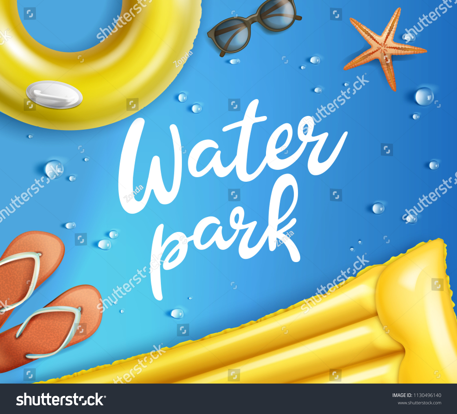 Vector Illustration Realistic Waterpark Pool Aquapark Stock Vector