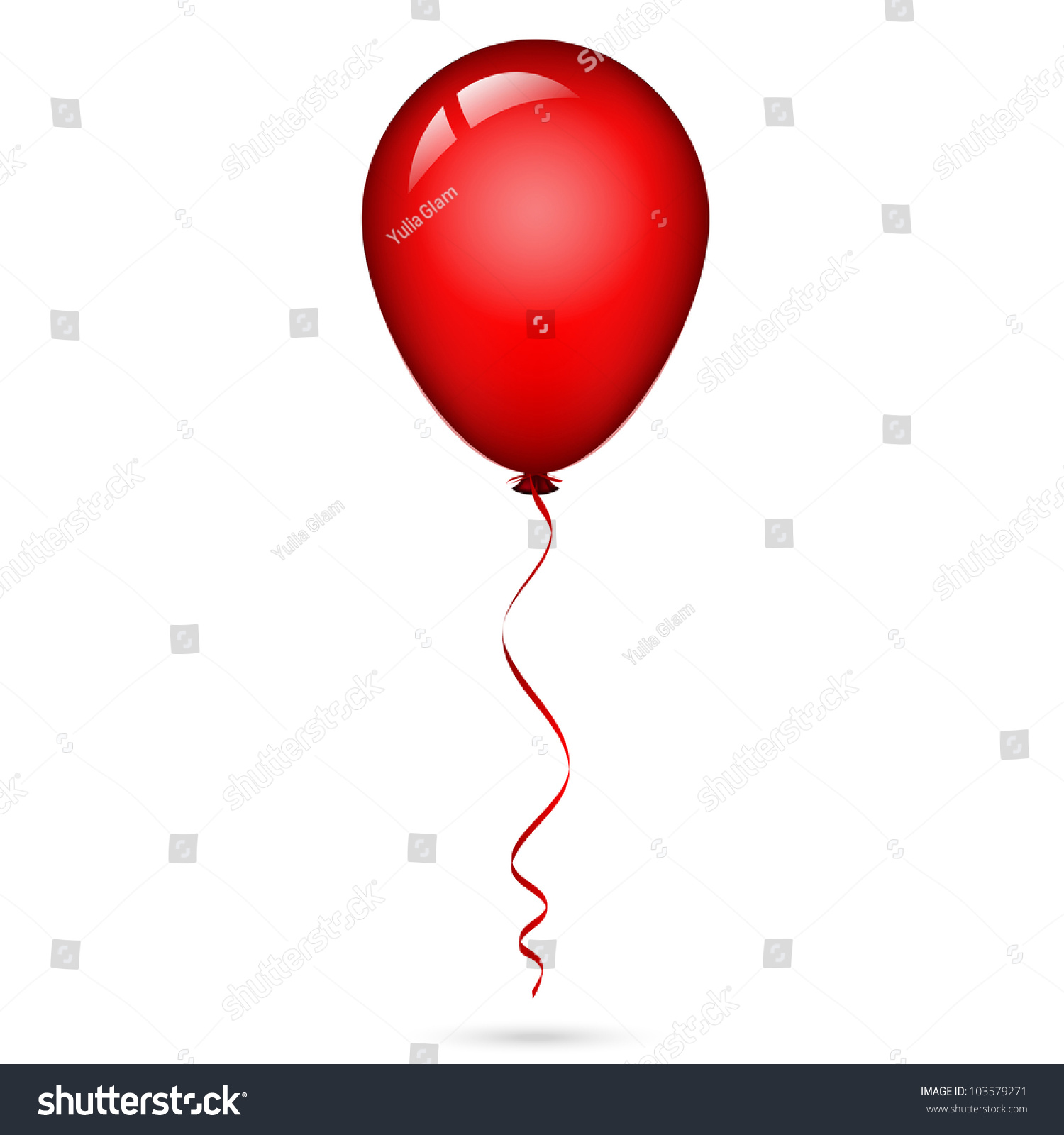 Vector Illustration Red Balloon Ribbon Stock Vector (Royalty Free ...