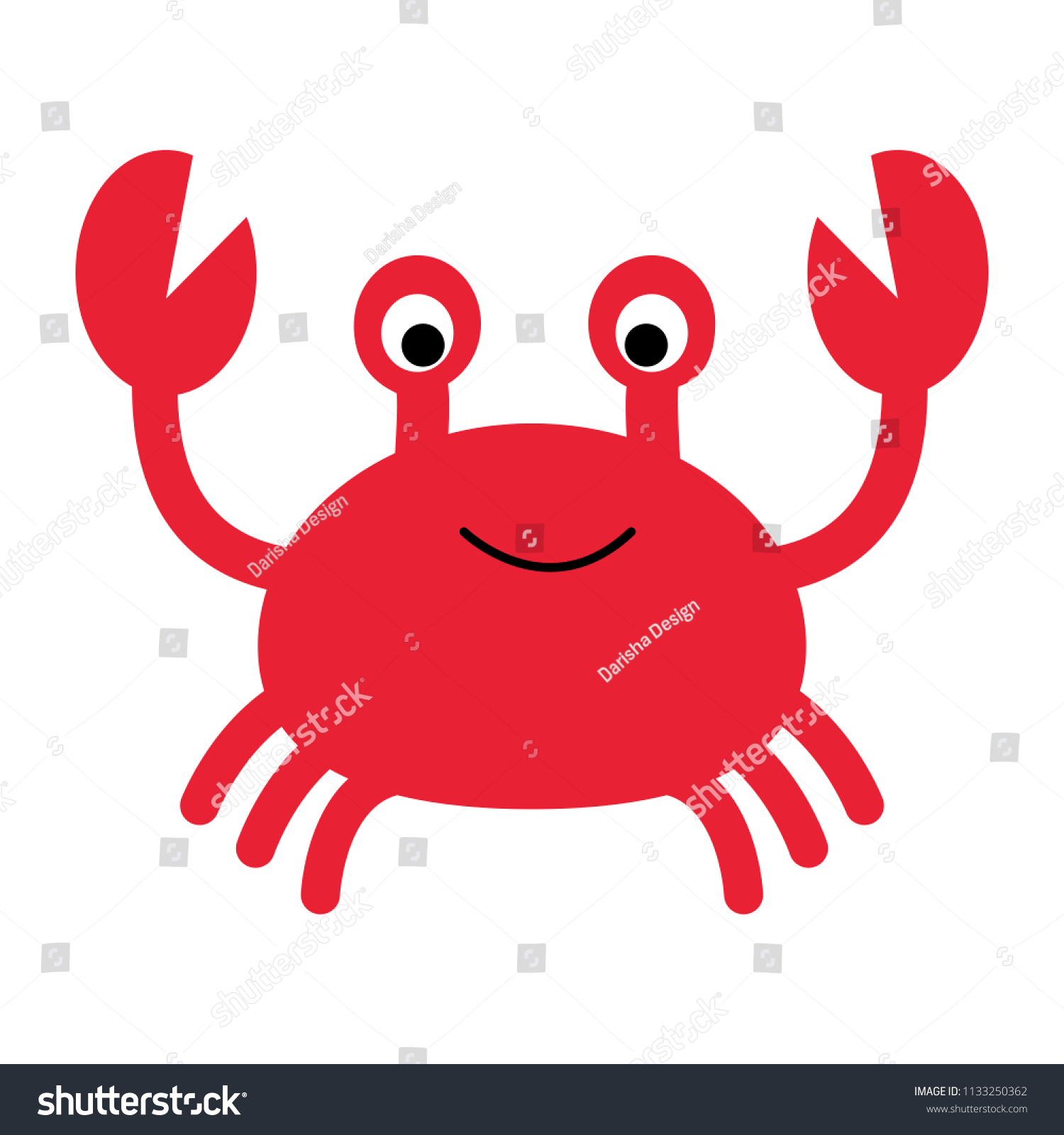 Vector Illustration Red Cartoon Crab Cute Stock Vector (Royalty Free)  1133250362 | Shutterstock