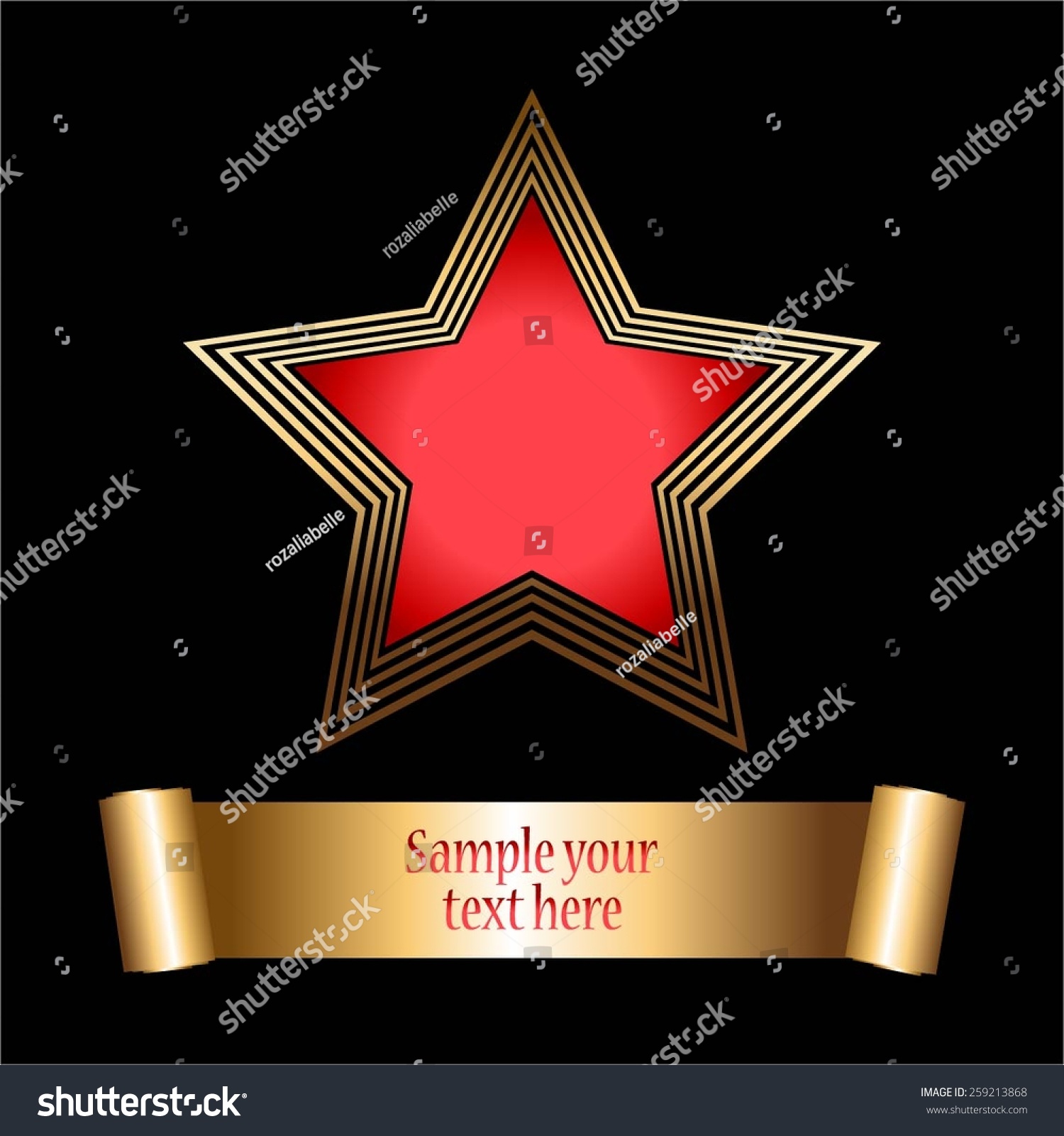 Vector Illustration Red Gold Star Gold Stock Vector 259213868