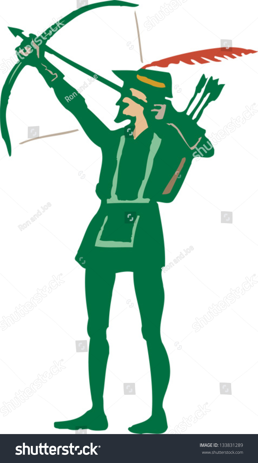 Vector Illustration Robin Hood Shooting Arrow Stock Vector Royalty Free