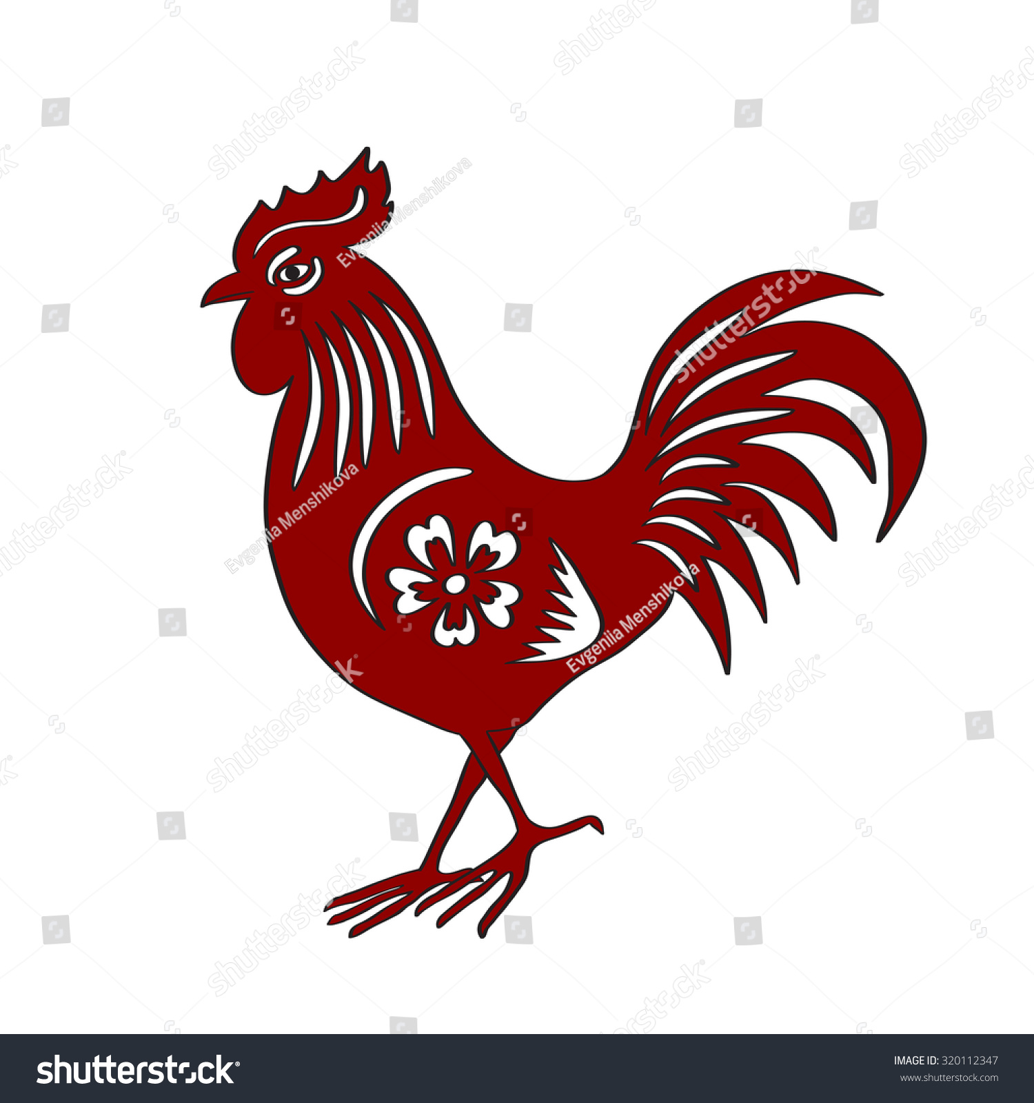 Vector Illustration Rooster Sign Chinese Zodiac: Vector De Stock (libre ...