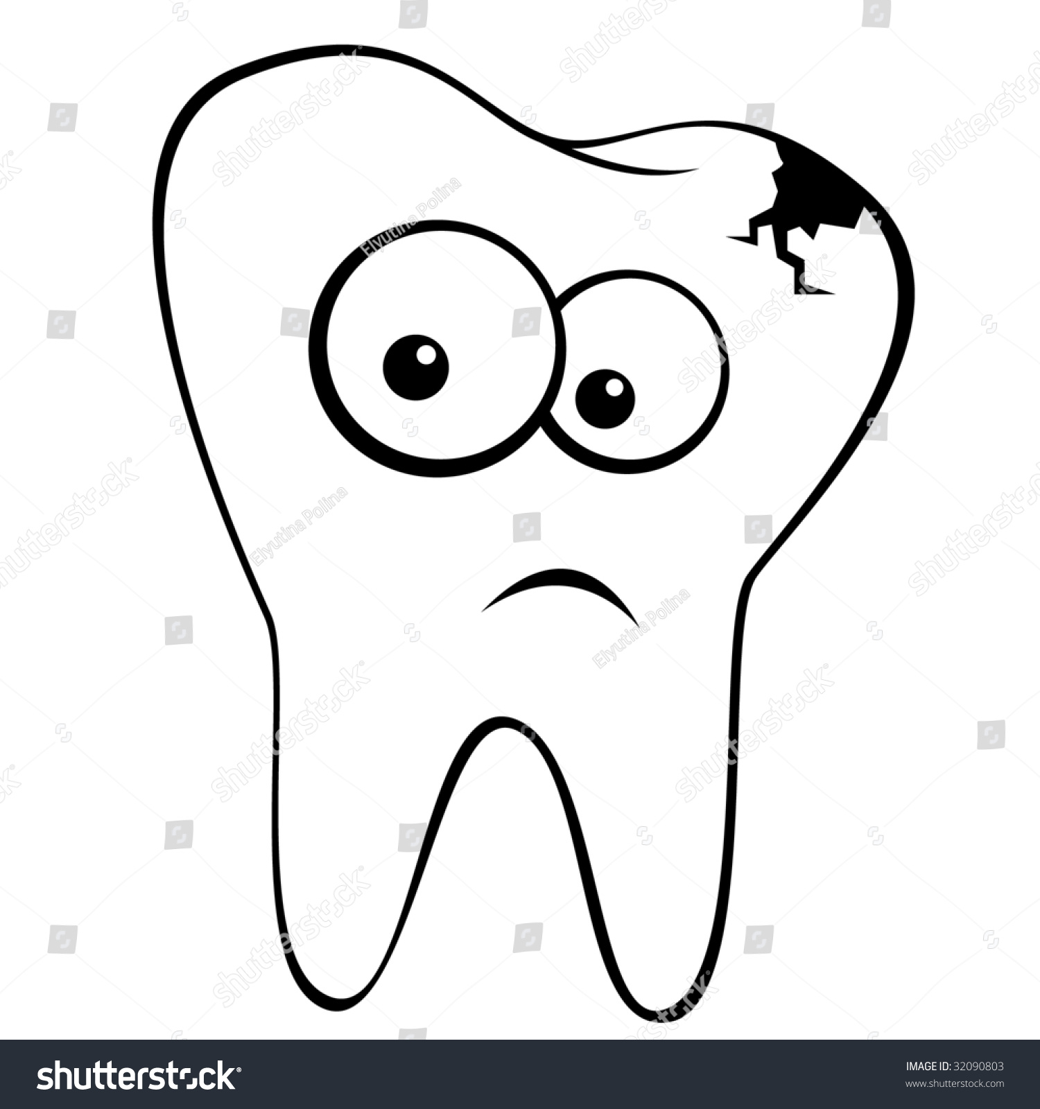 Vector Illustration Sad Dental Tooth Caries Stock Vector 32090803 ...