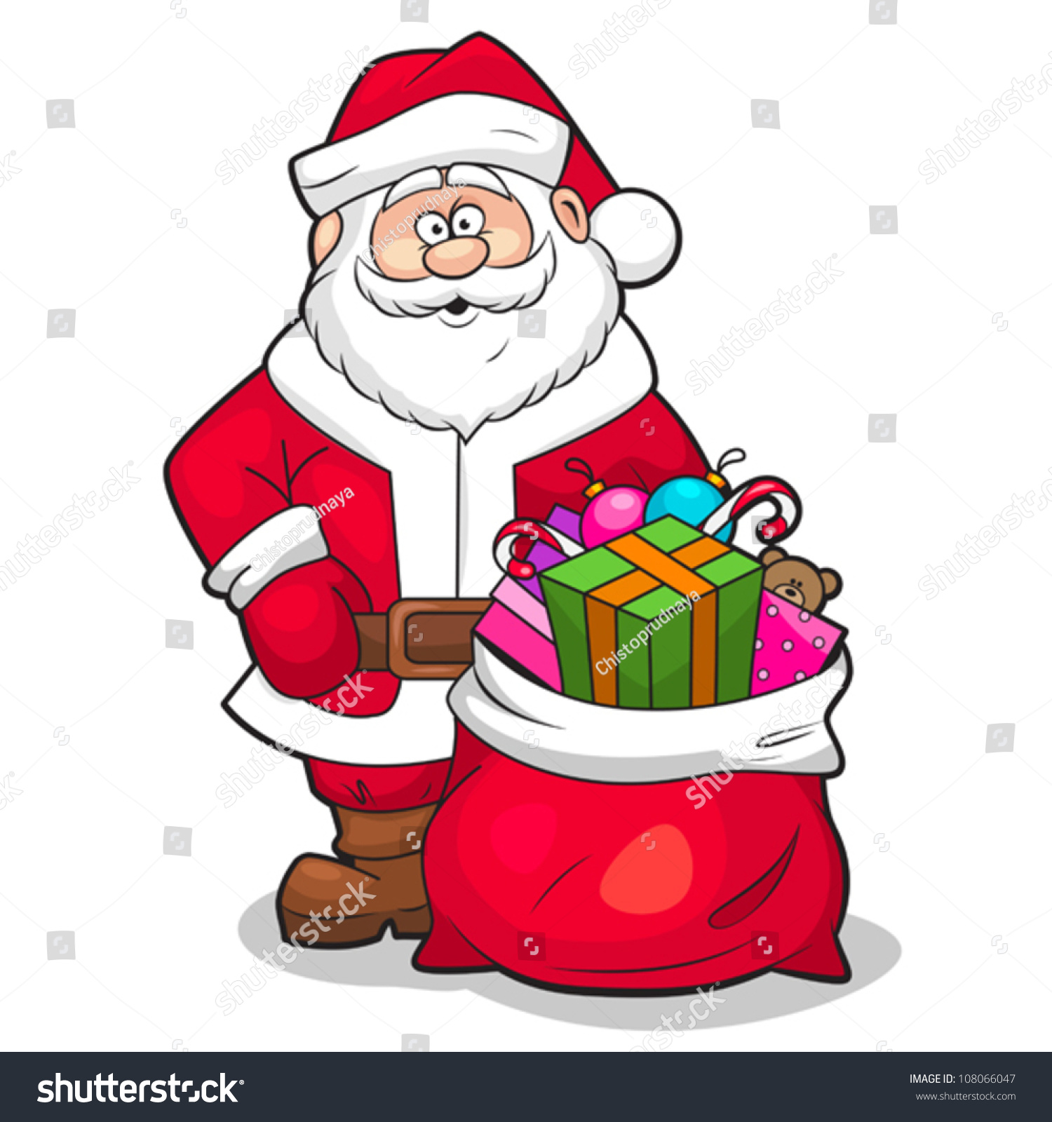 Vector Illustration Santa Claus Sack Full Stock Vector 108066047 ...
