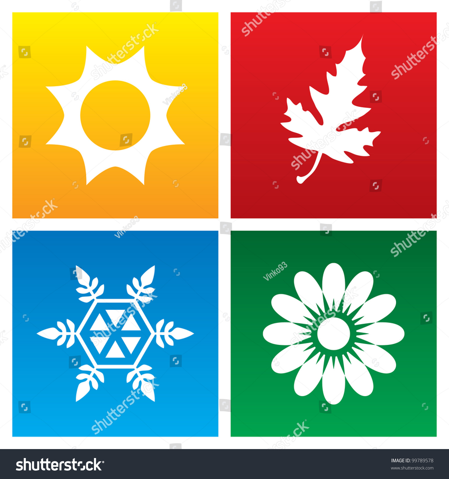 Vector Illustration Seasons Stock Vector 99789578 - Shutterstock