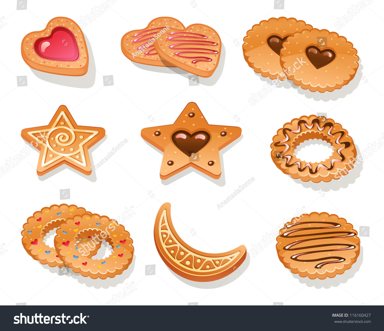 Vector Illustration Of Set Of Different Cookies - 116160427 : Shutterstock