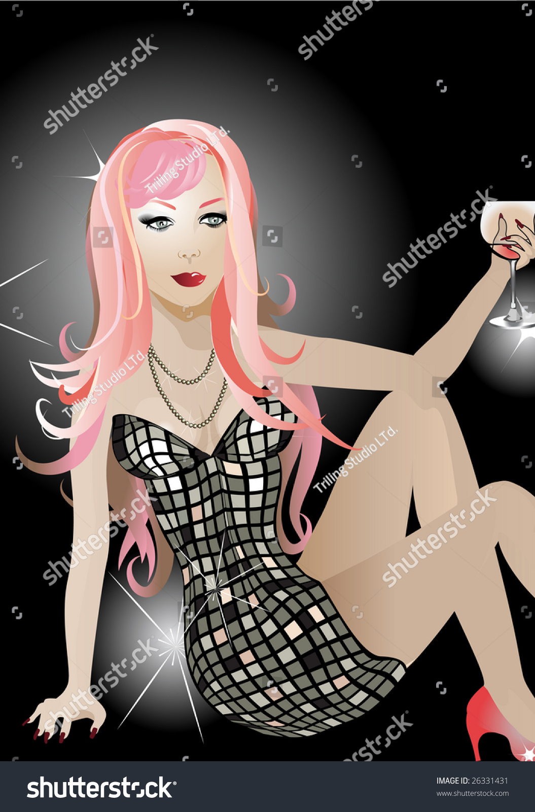 Download Vector Illustration Sexy Woman Drinking Wine Stock Vector ...