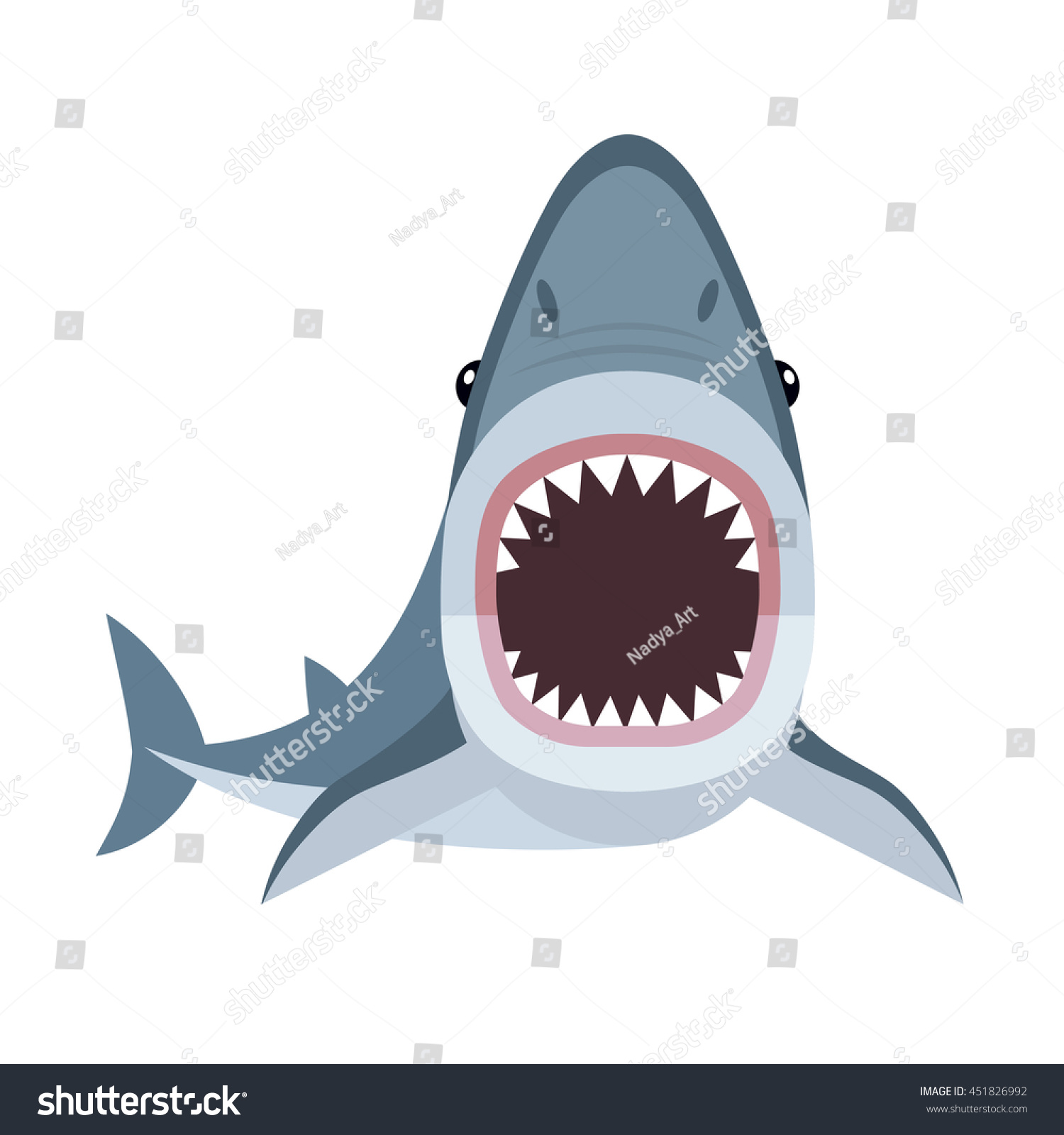 Vector Illustration Shark Open Mouth Full Stock Vector ...