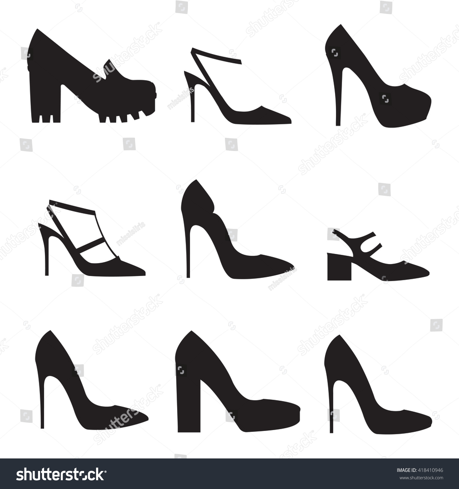 Vector Illustration Silhouettes Modern Shoes On Stock Vector (Royalty ...