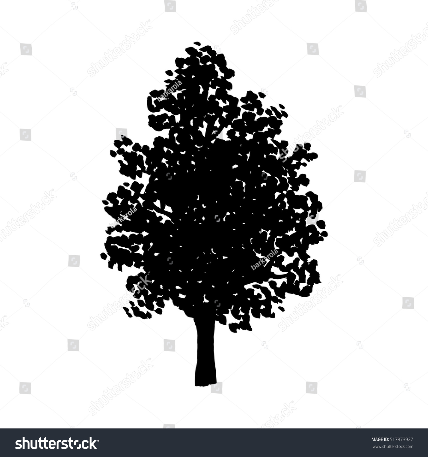 Vector Illustration Sketched Tree Freehand Tree Stock Vector 517873927