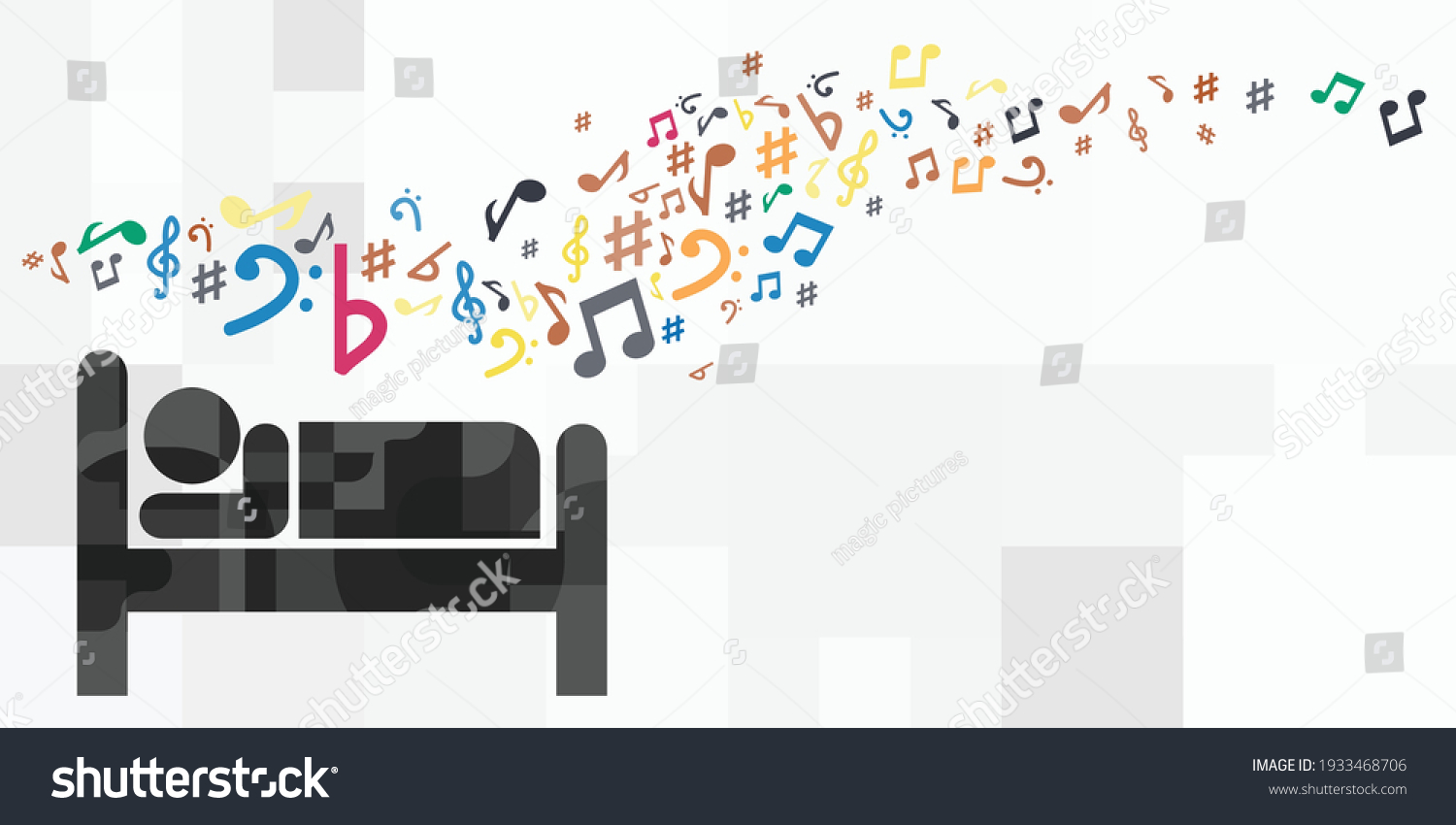 SVG of vector illustration of sleeping person and musical tranquilizing method against insomnia  svg