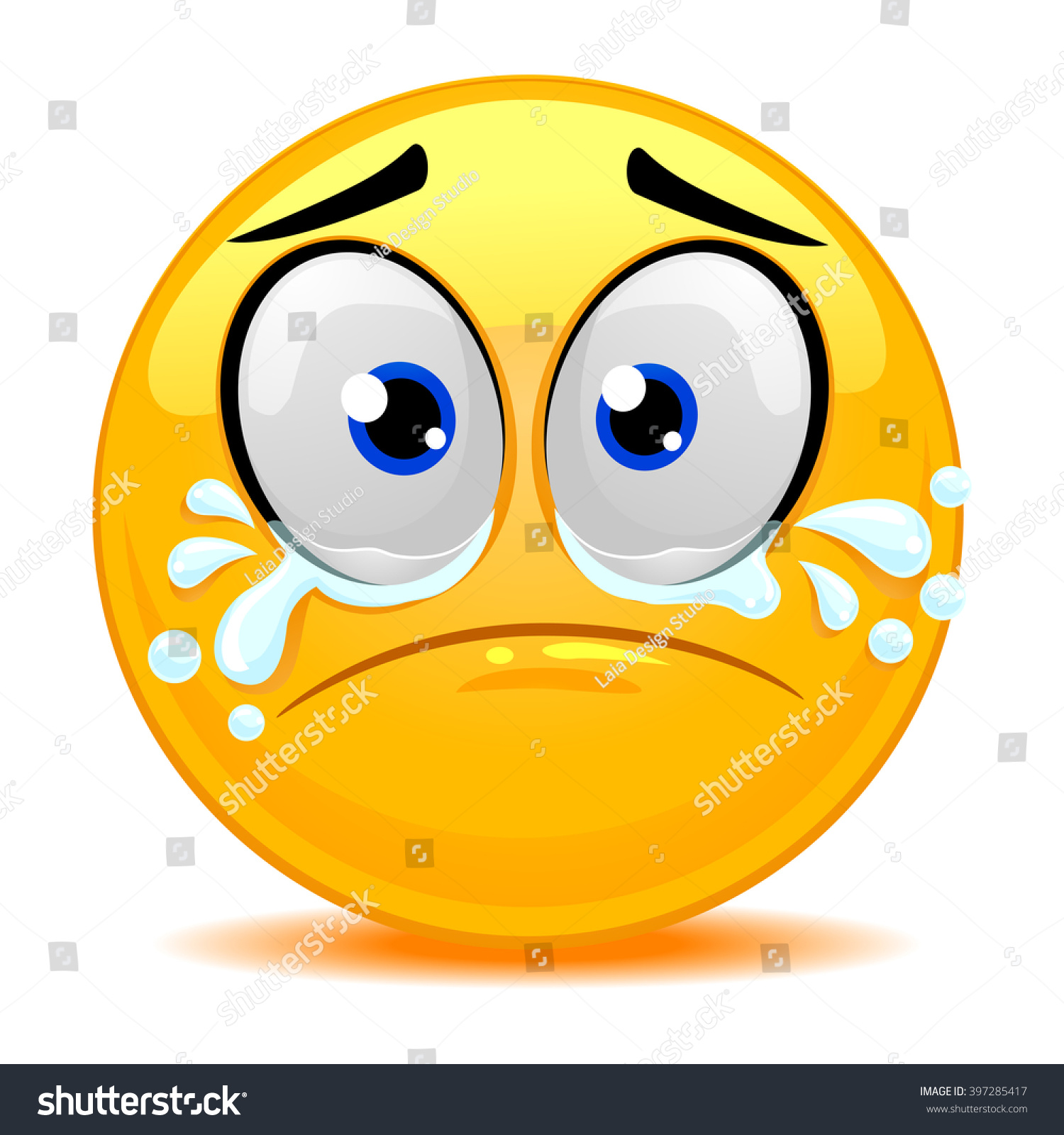 Vector Illustration Smiley Emoticon Crying Face Stock Vector 397285417 ...