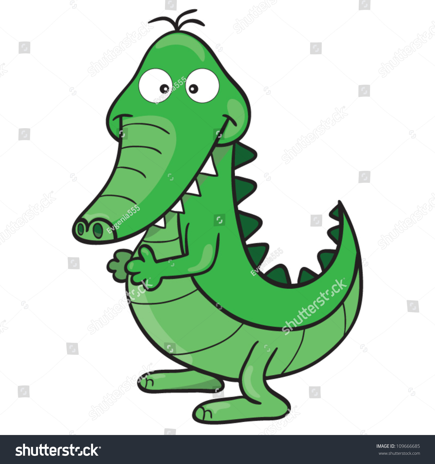 Vector Illustration Smiling Cute Cartoon Crocodile Stock Vector ...