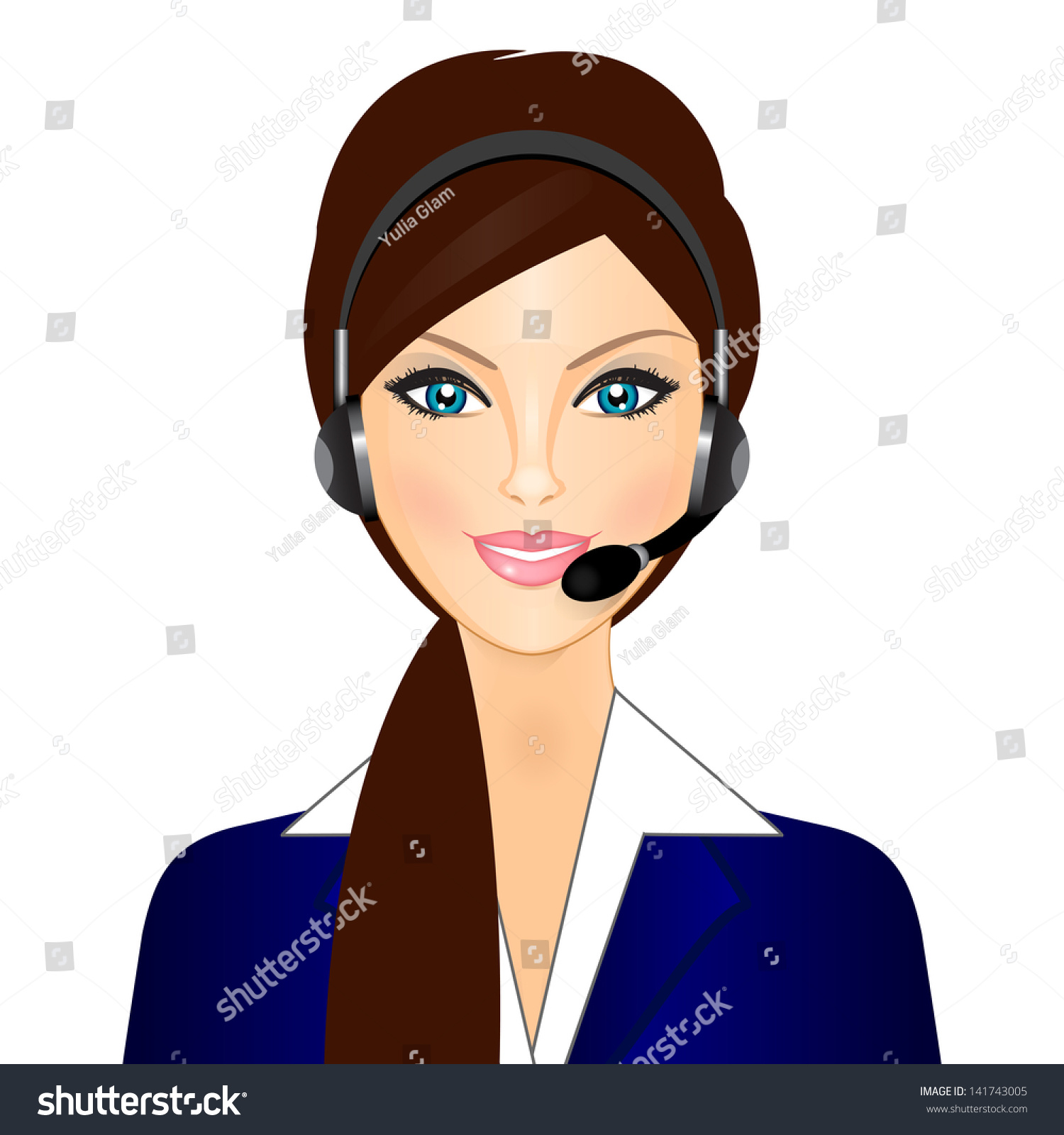 Vector Illustration Smiling Telephone Operator Stock Vector (Royalty ...