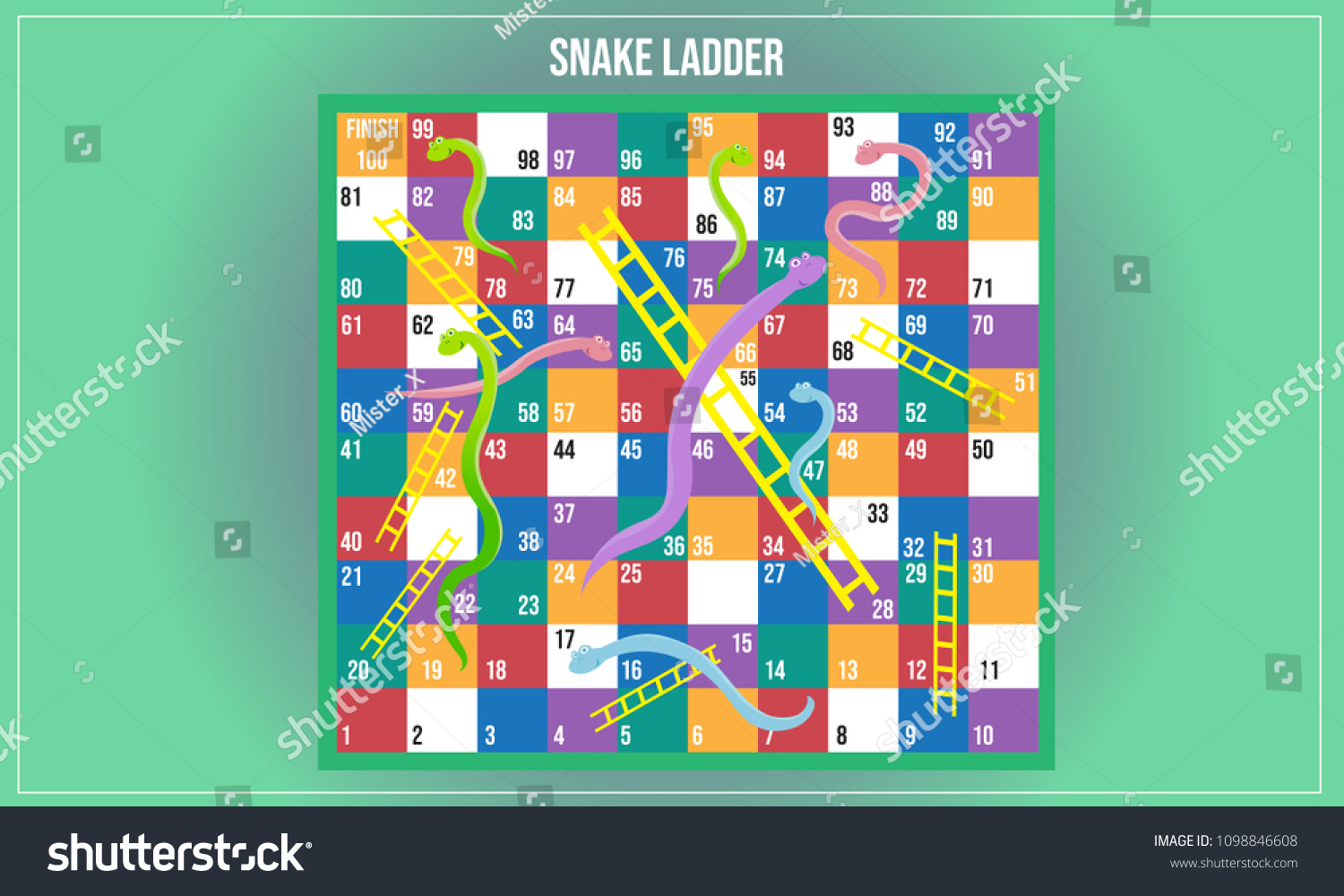 Vector Illustration Snake Ladder Stock Vector (Royalty Free) 1098846608 ...