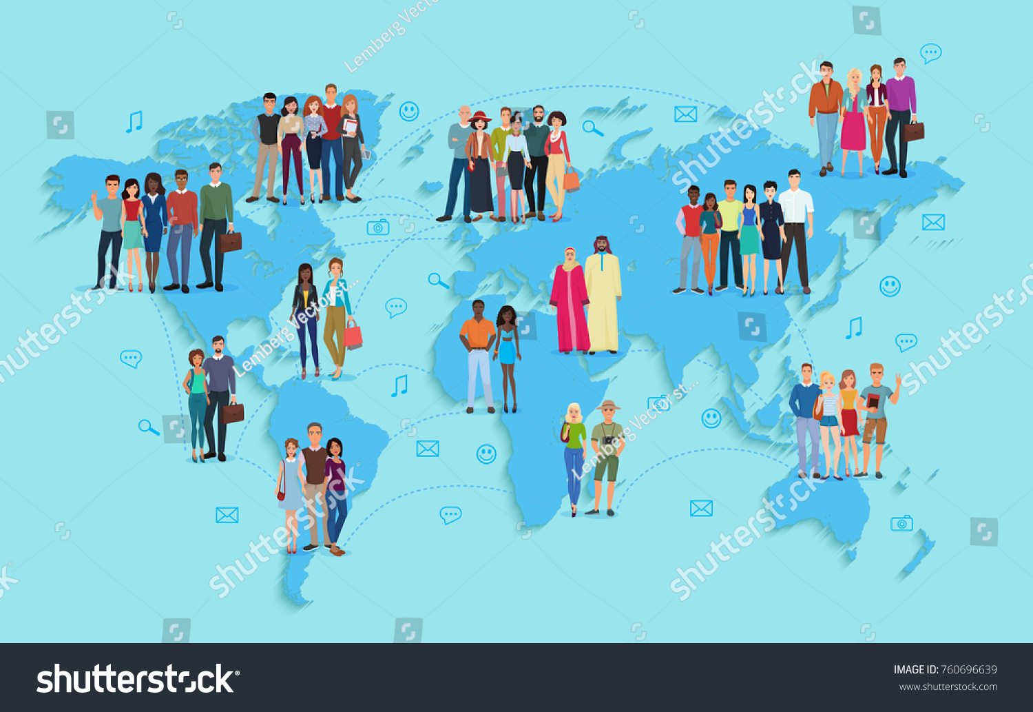 Vector Illustration Social Demographic World Map Stock Vector (Royalty ...