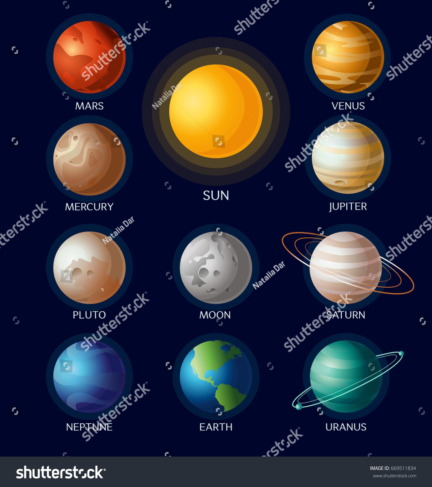 Vector Illustration Solar System Objects All Stock Vector (Royalty Free ...