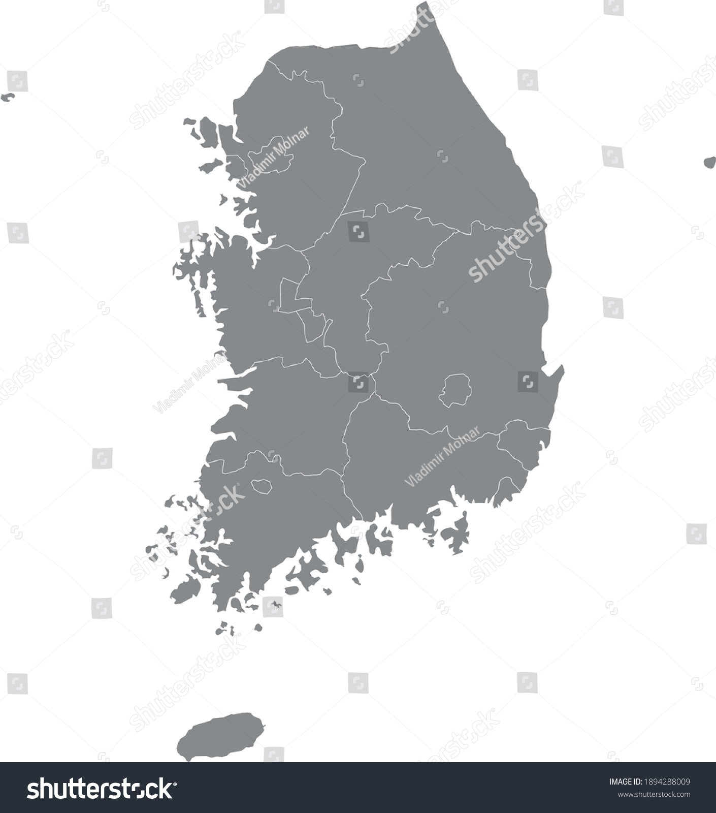 Vector Illustration South Korea Map Stock Vector (Royalty Free ...