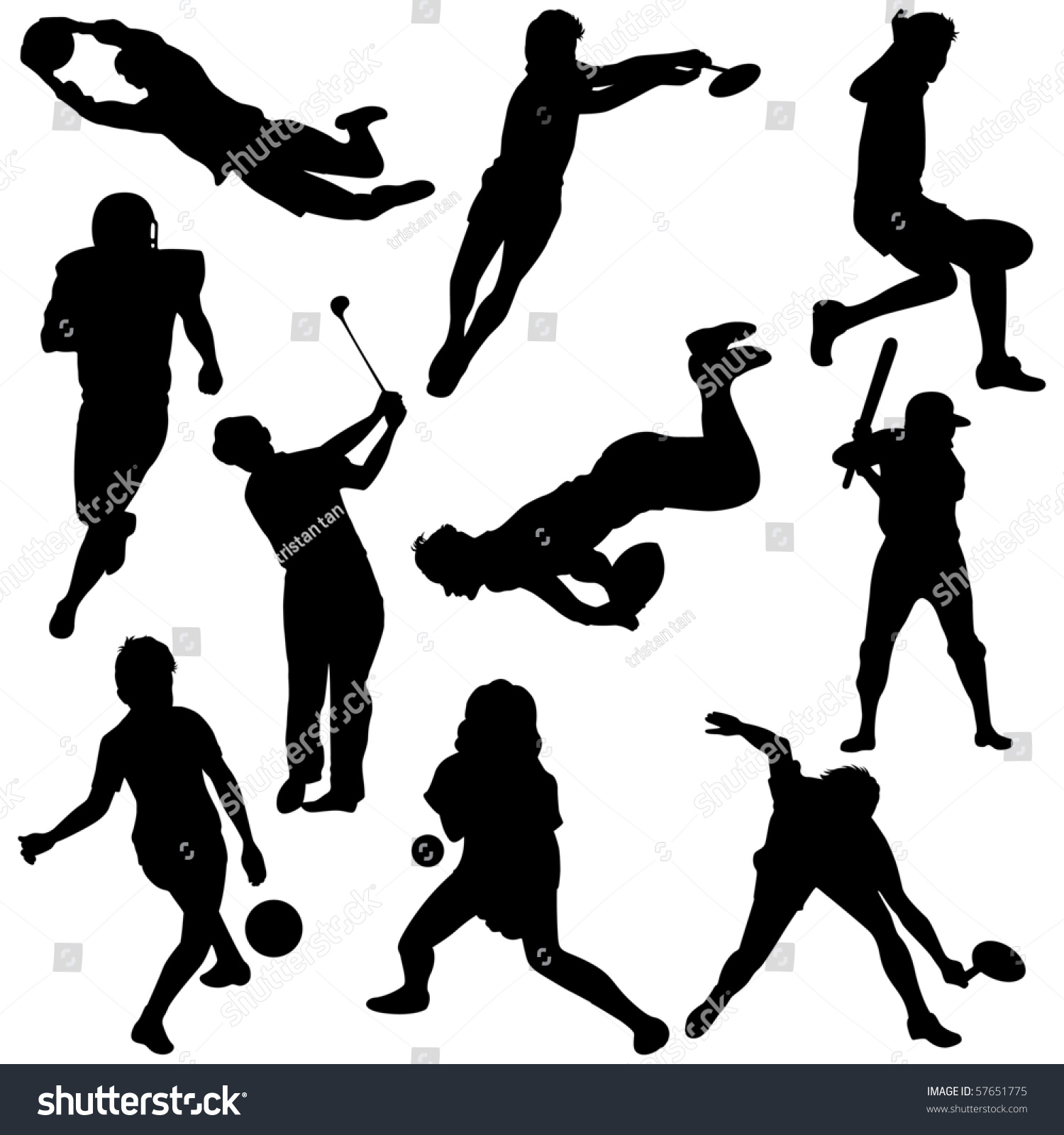 Vector Illustration Sports Silhouettes Stock Vector (Royalty Free) 57651775