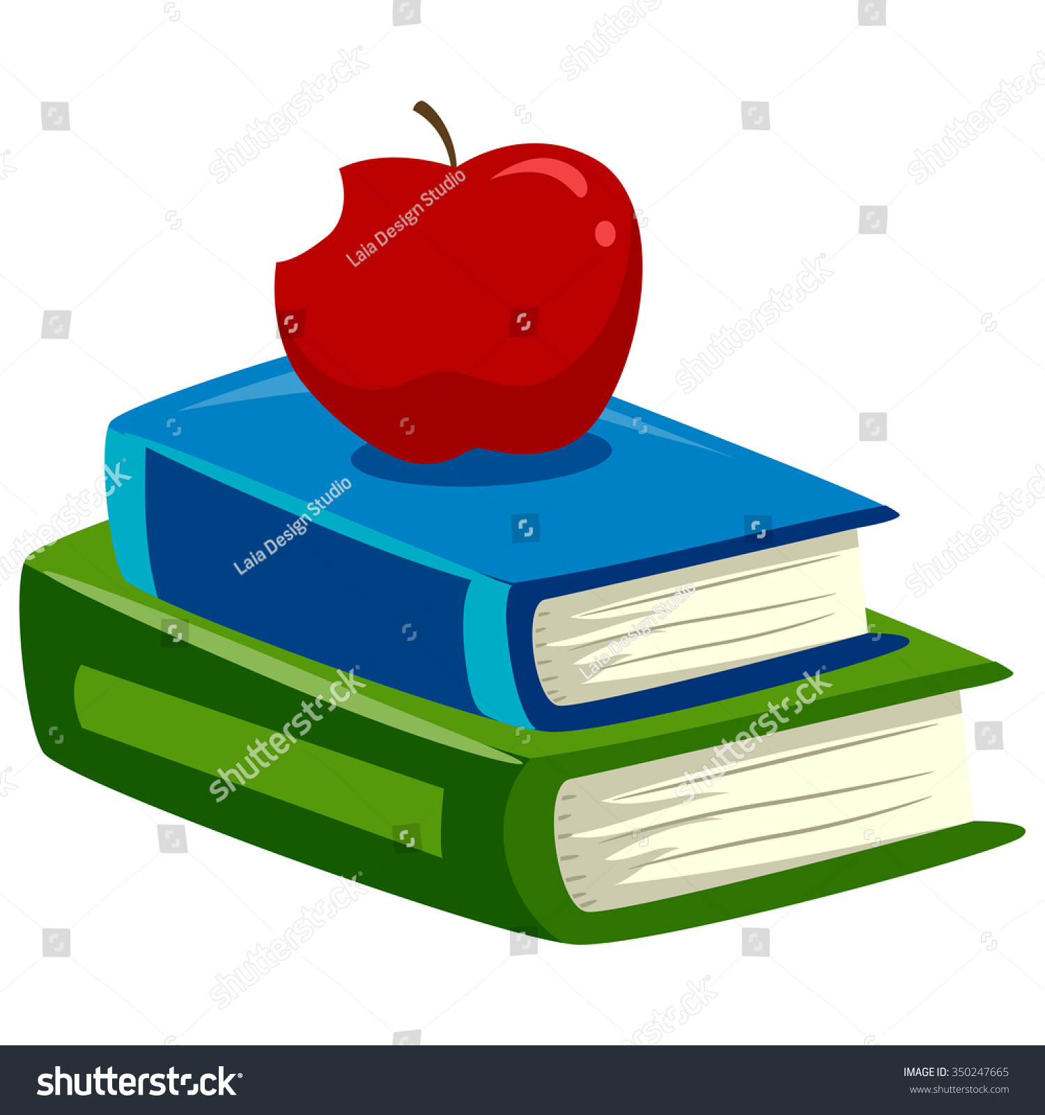 Vector Illustration Stack Books Apple On Stock Vector (Royalty Free ...