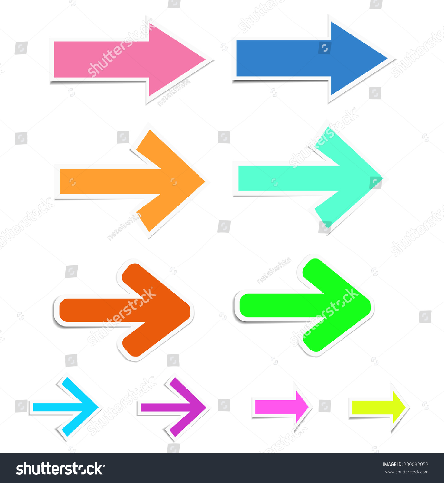 Vector Illustration Of Sticky Collection Of Paper Arrows - 200092052 ...