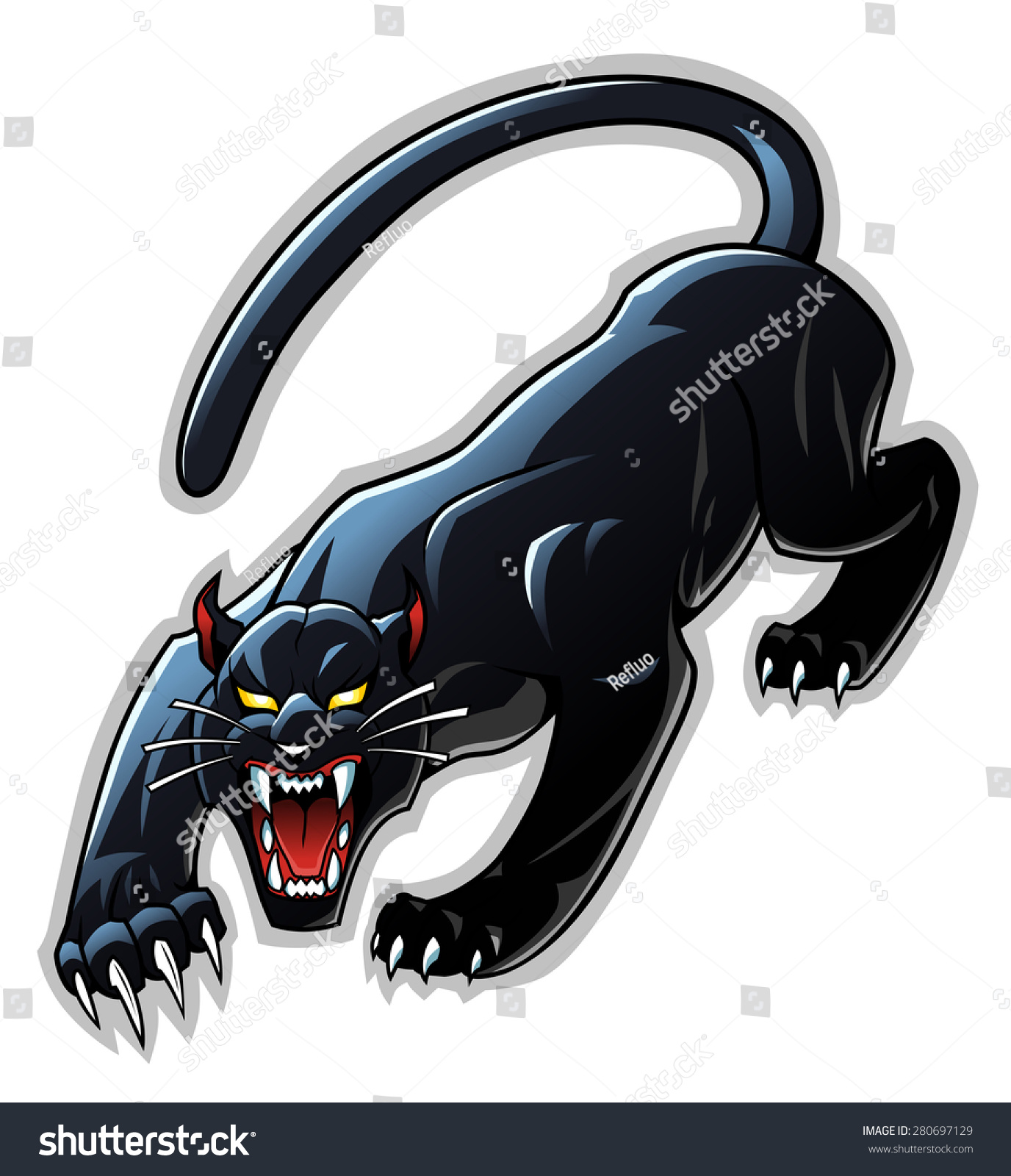 Vector Illustration Stylized Angry Black Panther Stock Vector (Royalty ...