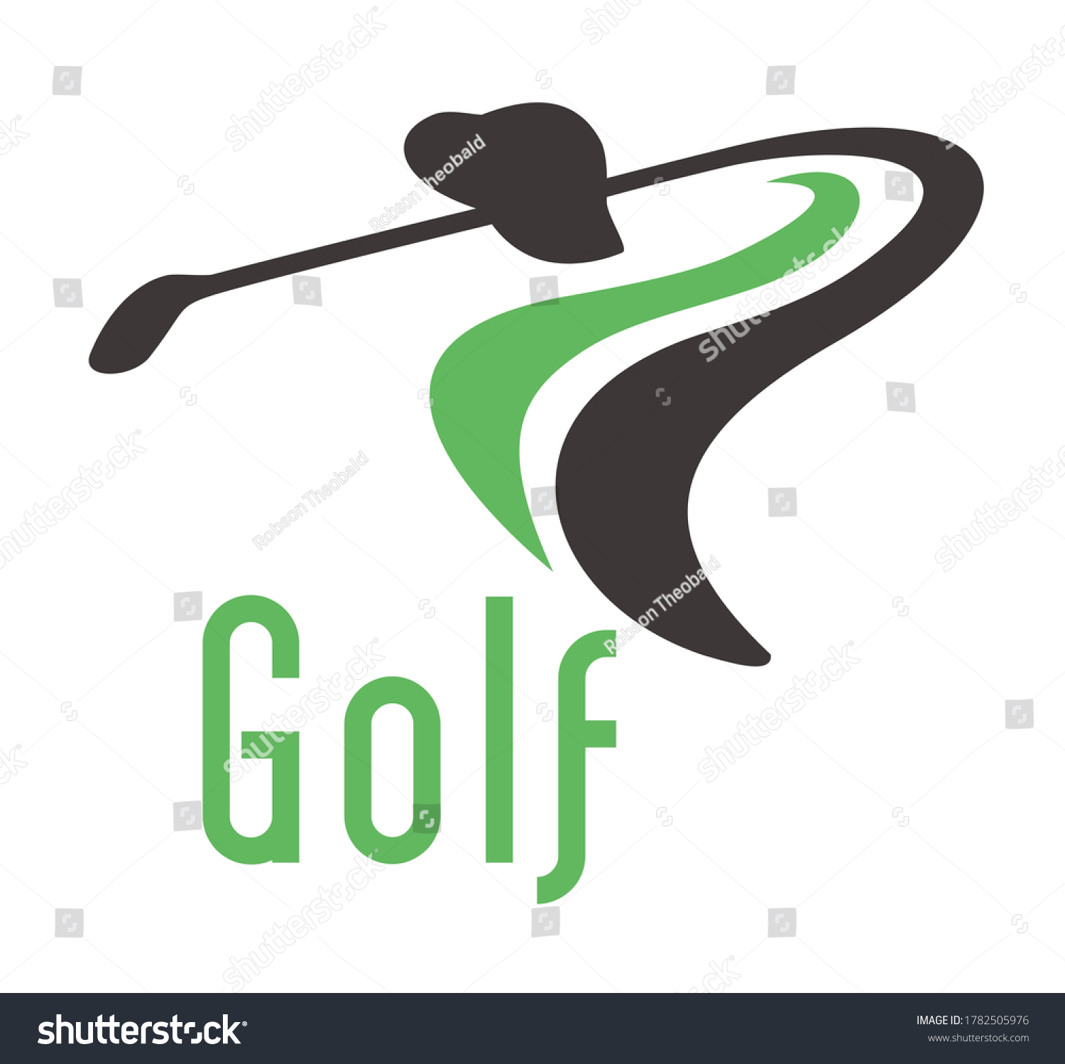 Vector Illustration Stylized Golfer Putt Position Stock Vector (Royalty ...