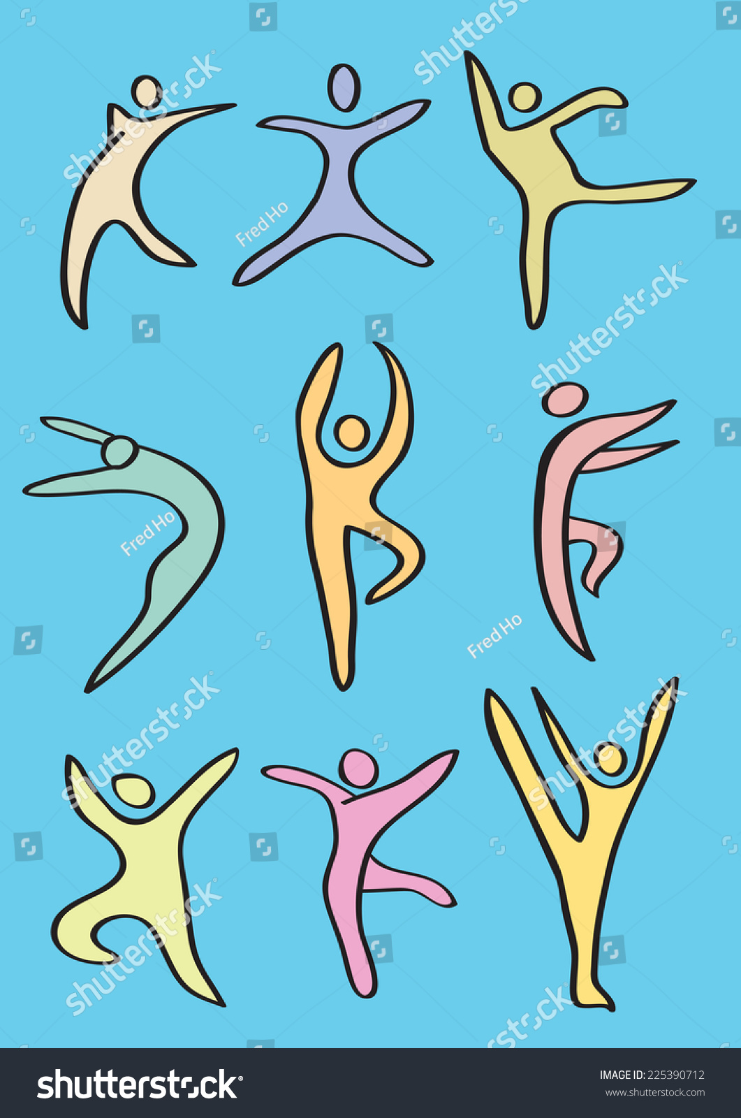 Vector Illustration Stylized Icon Dancers Doing Stock Vector Royalty Free Shutterstock