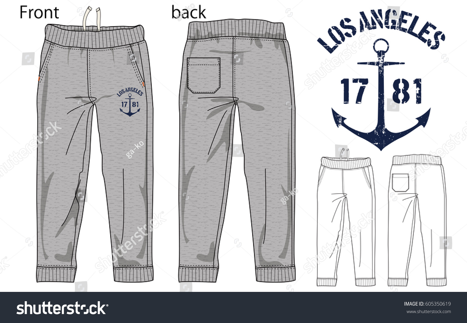 Download Vector Illustration Sweat Pants Front Side Stock Vector ...
