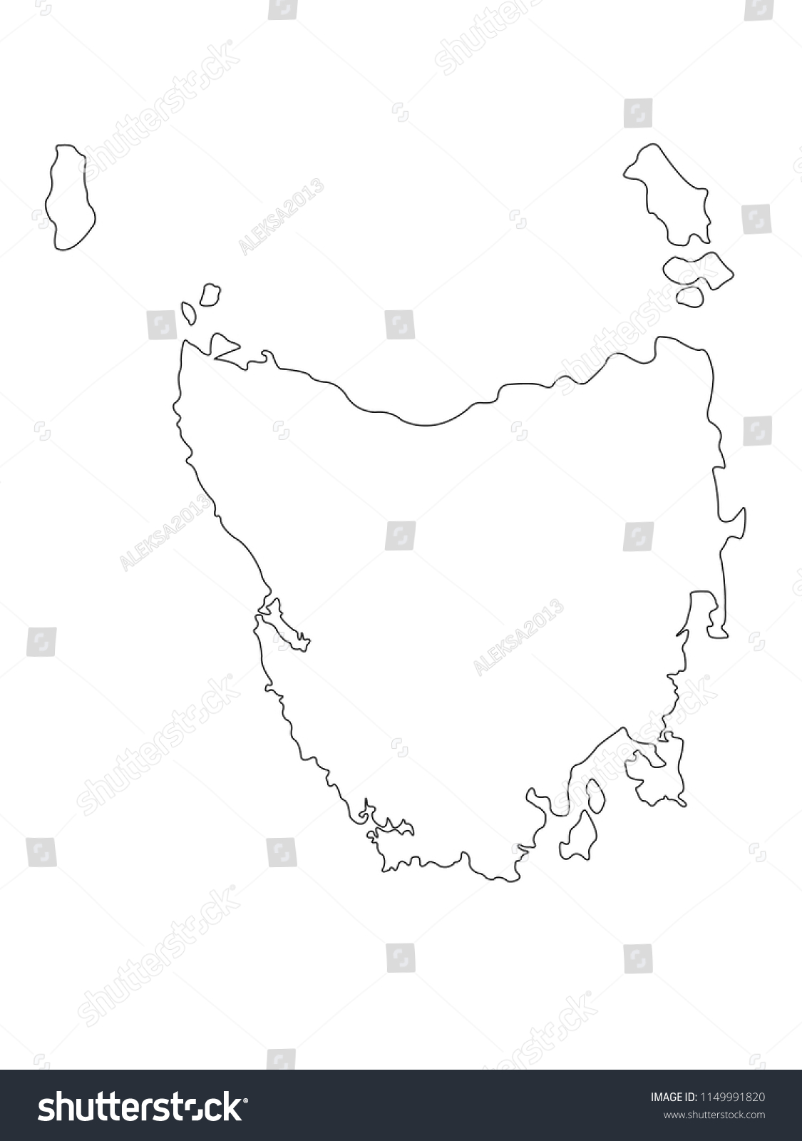 Vector Illustration Tasmania Map Stock Vector (Royalty Free) 1149991820 ...