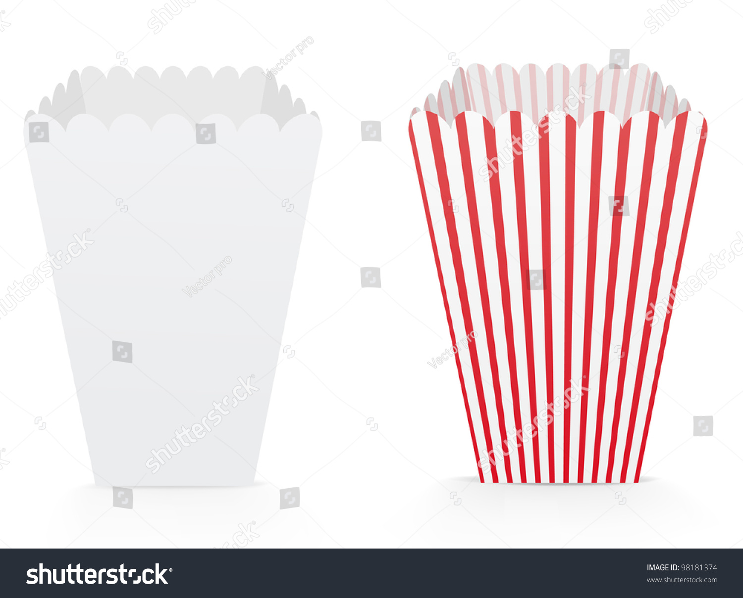 Vector Illustration Template Cardboard Popcorn Cups Stock Vector ...