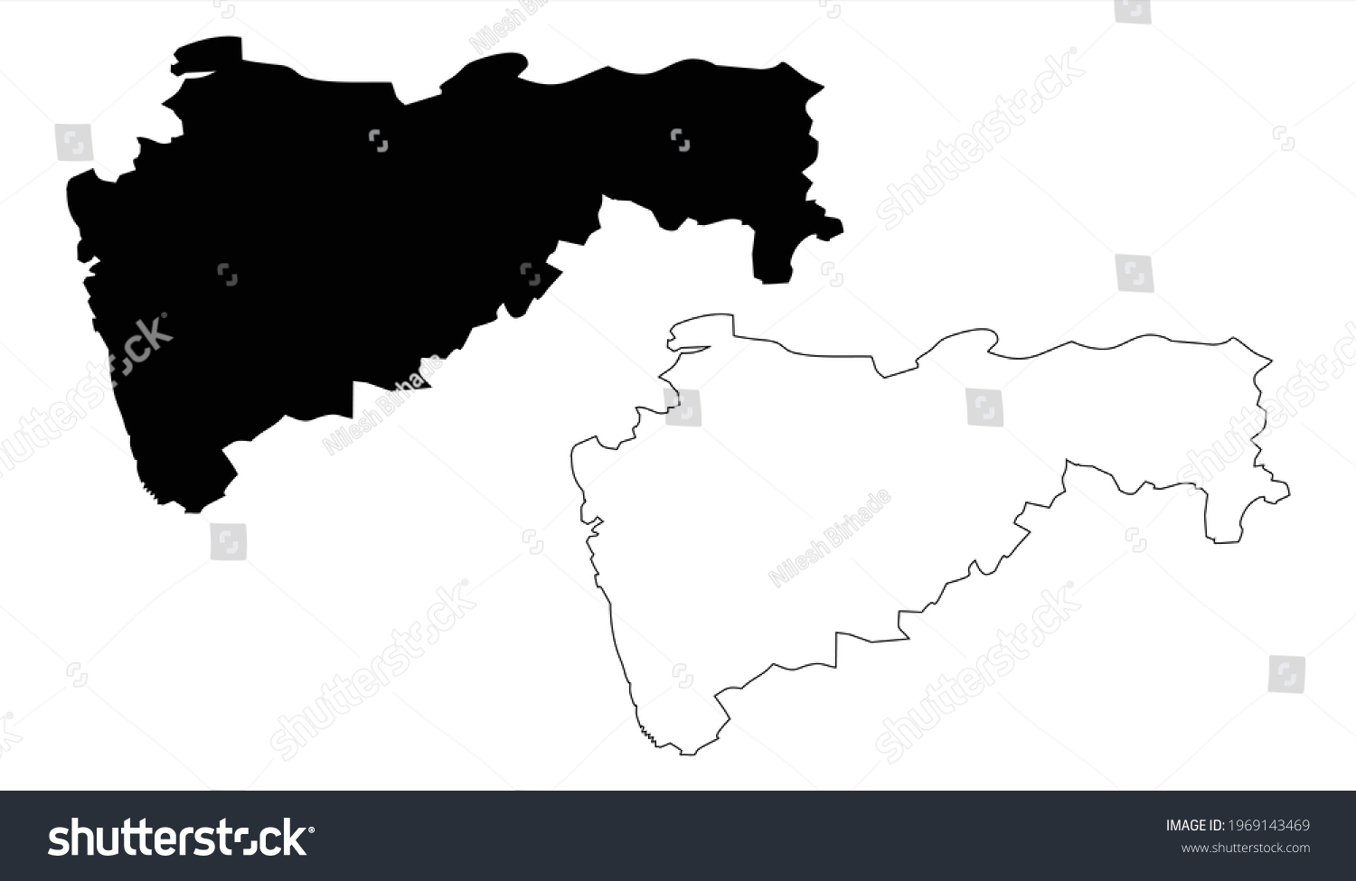 Vector Illustration Black Map Maharashtra On Stock Vector (Royalty Free ...