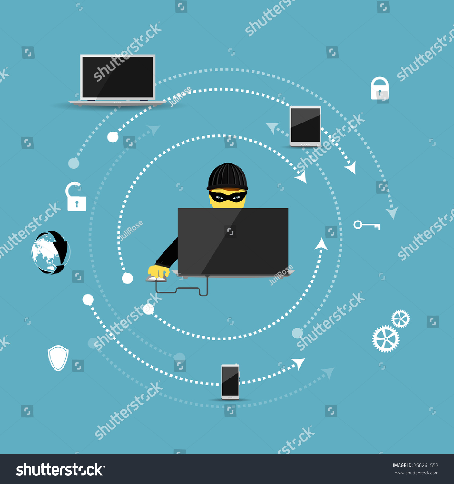 Vector Illustration Of The Concept Of Protection Against Hacking ...