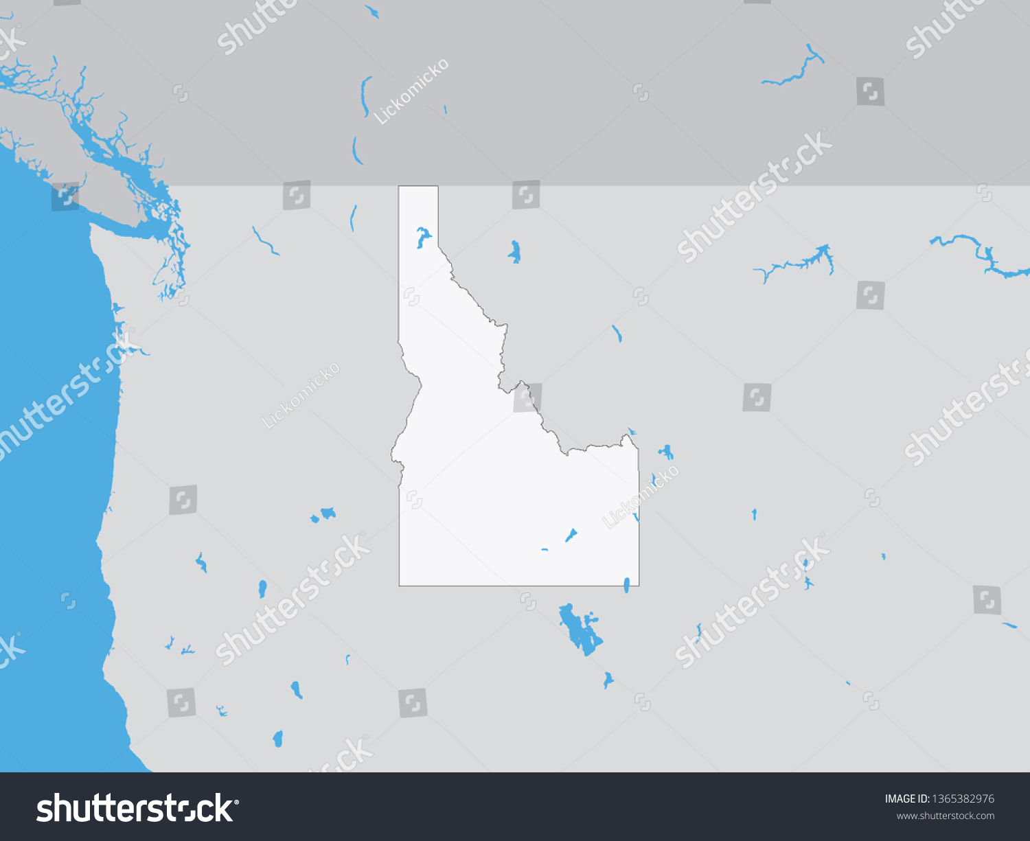 Vector Illustration Detailed Political Map Us Stock Vektorgrafik Stock Vector Vector Illustration Of The Detailed Political Map Of The Us Federal State Of Idaho 1365382976