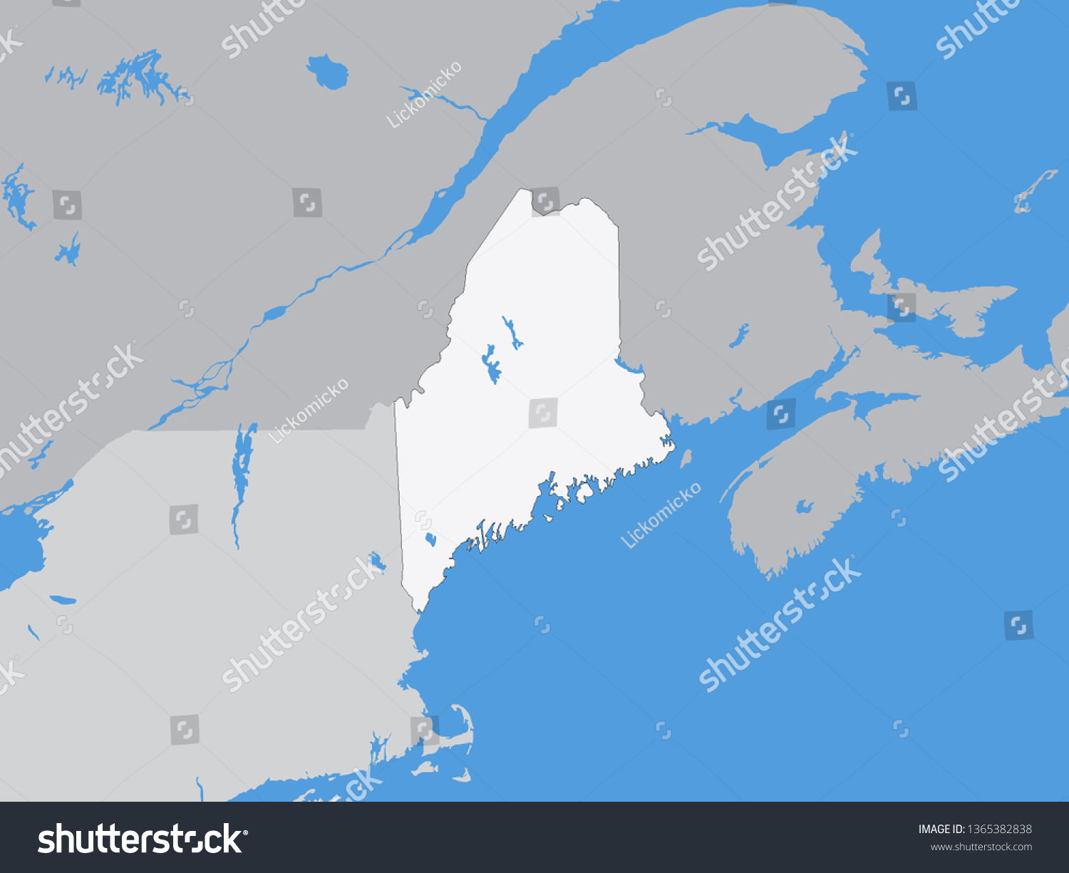 Vector Illustration Detailed Political Map Us Stock Vector Vector Illustration Of The Detailed Political Map Of The Us Federal State Of Maine 1365382838