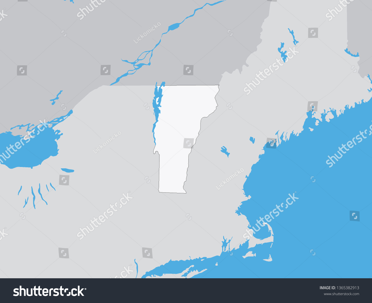 Vector Illustration Detailed Political Map Us Stock Vector Vector Illustration Of The Detailed Political Map Of The Us Federal State Of Vermont 1365382913
