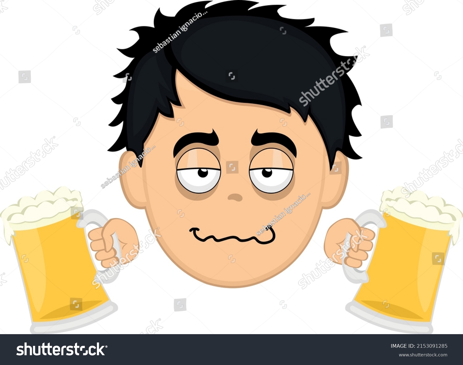 Vector Illustration Face Drunk Cartoon Man Stock Vector (royalty Free 