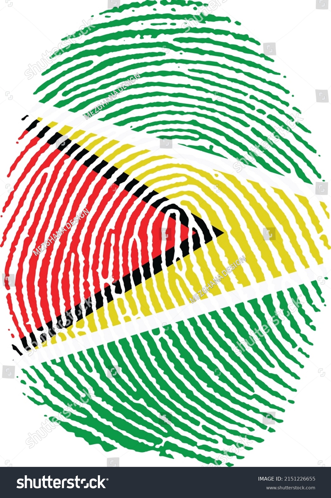 SVG of Vector illustration of the Guyanese flag in the shape of a fingerprint svg
