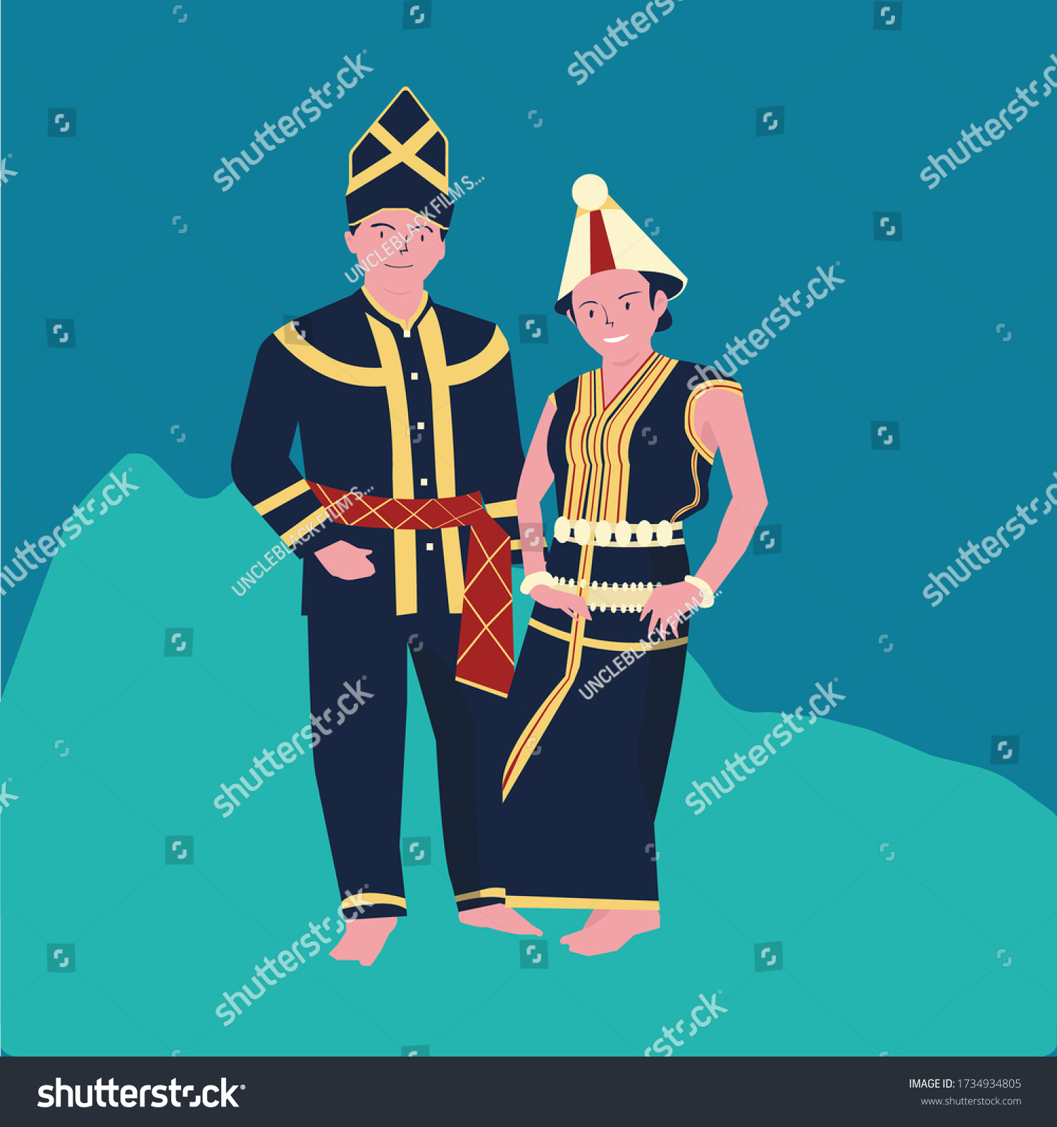 Pakaian Tradisional Iban Kartun : Iban Borneo Warrior Hi Res Stock ...