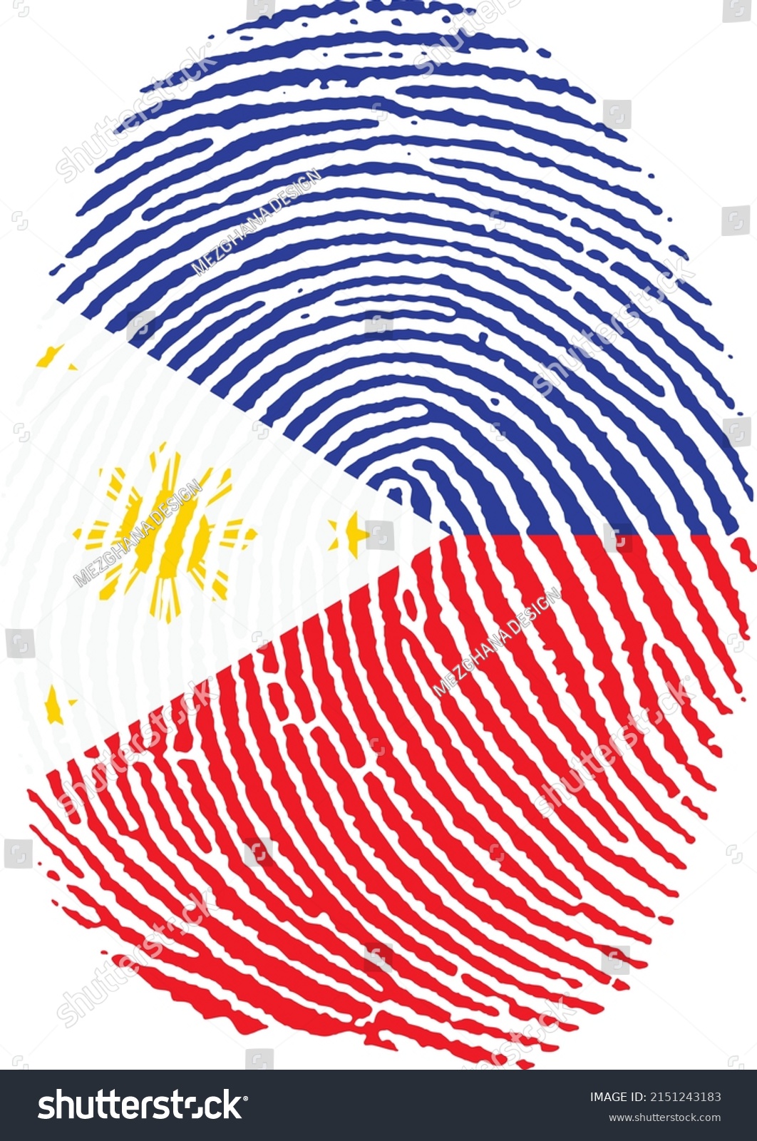 Vector Illustration Philippines Flag Shape Fingerprint Stock Vector ...