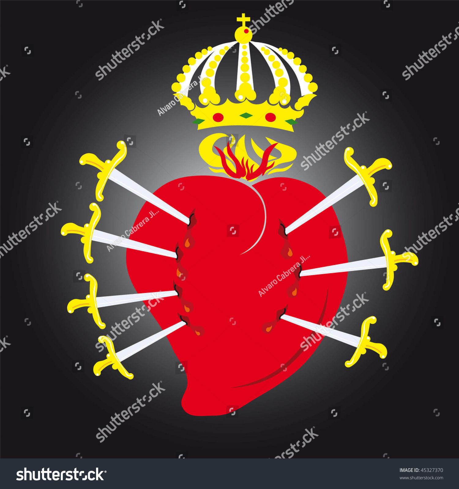 Vector Illustration Sacred Heart Virgin Mary Stock Vector 45327370 ...