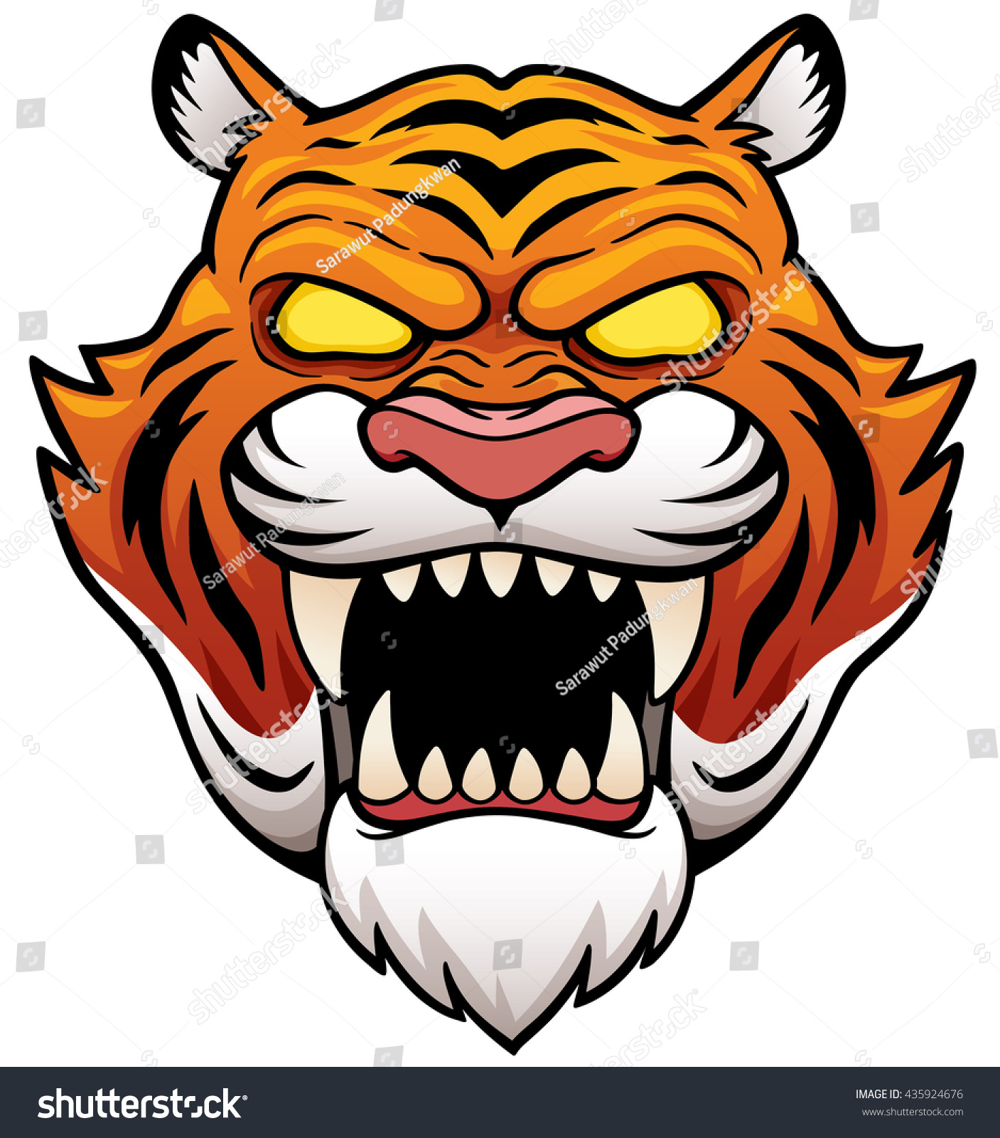 Vector Illustration Tiger Face Cartoon Stock Vector (Royalty Free ...