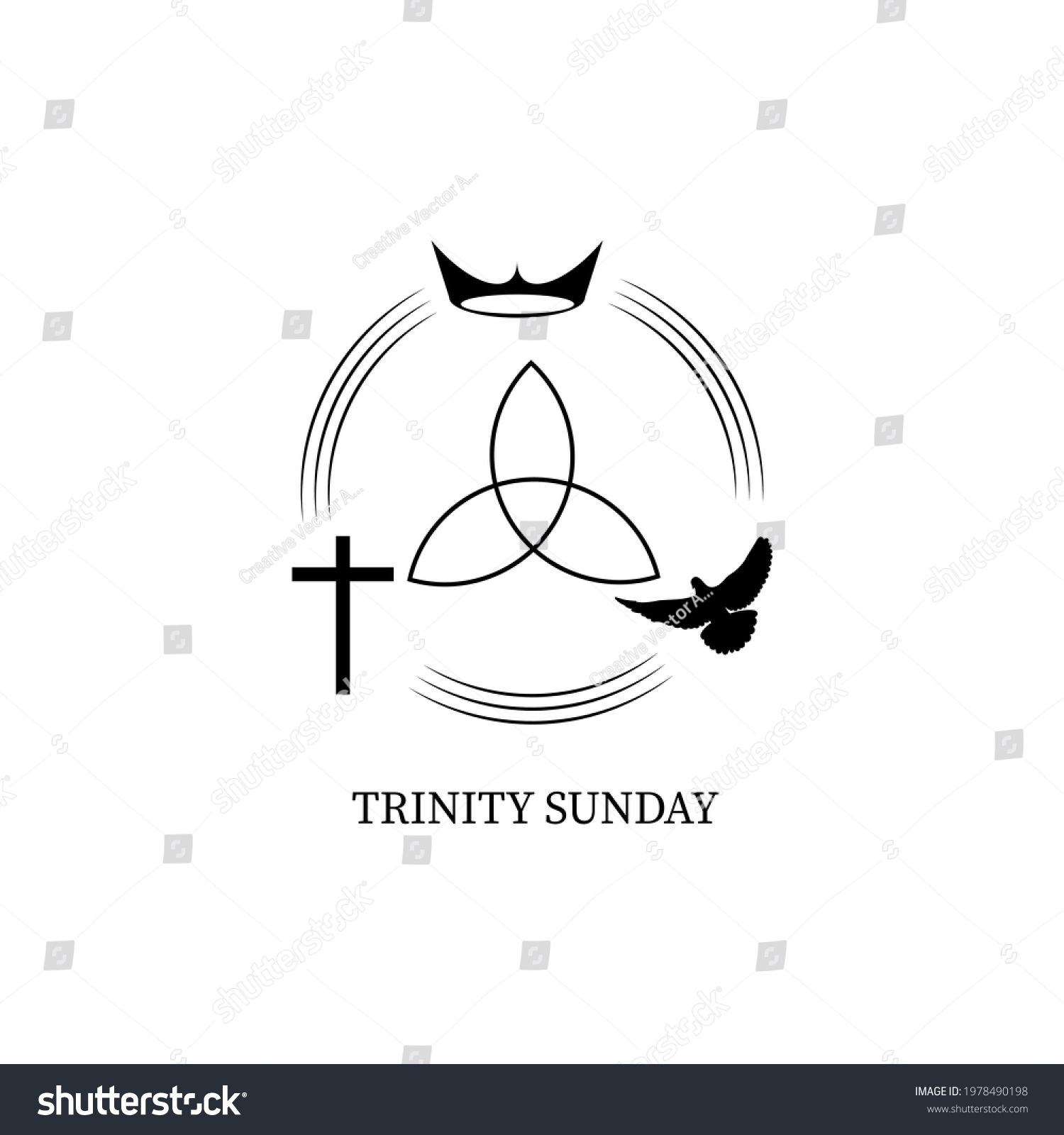 Vector Illustration Trinity Sunday First Sunday Stock Vector (Royalty ...