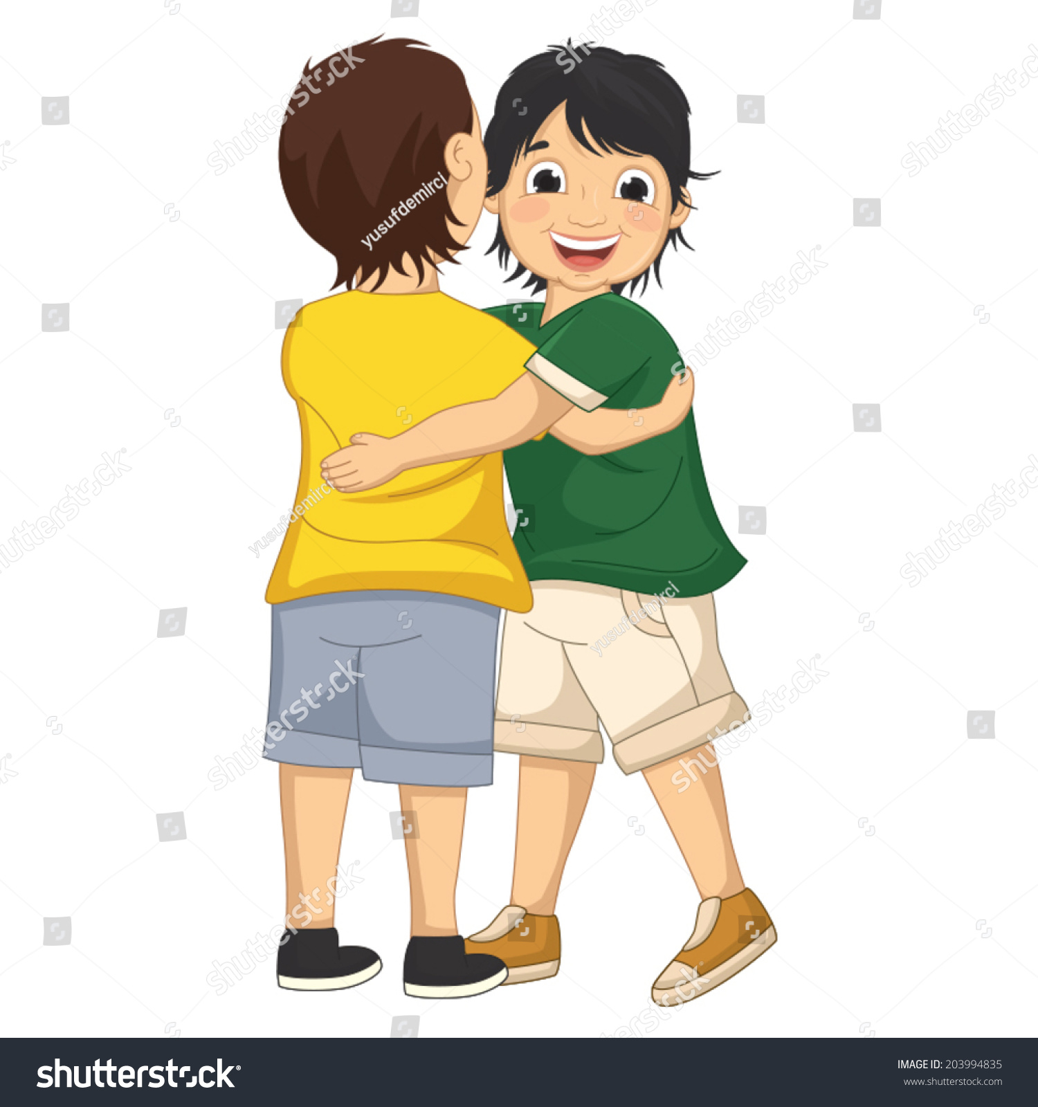 Vector Illustration Of Two Boys Hugging Each Other - 203994835 ...