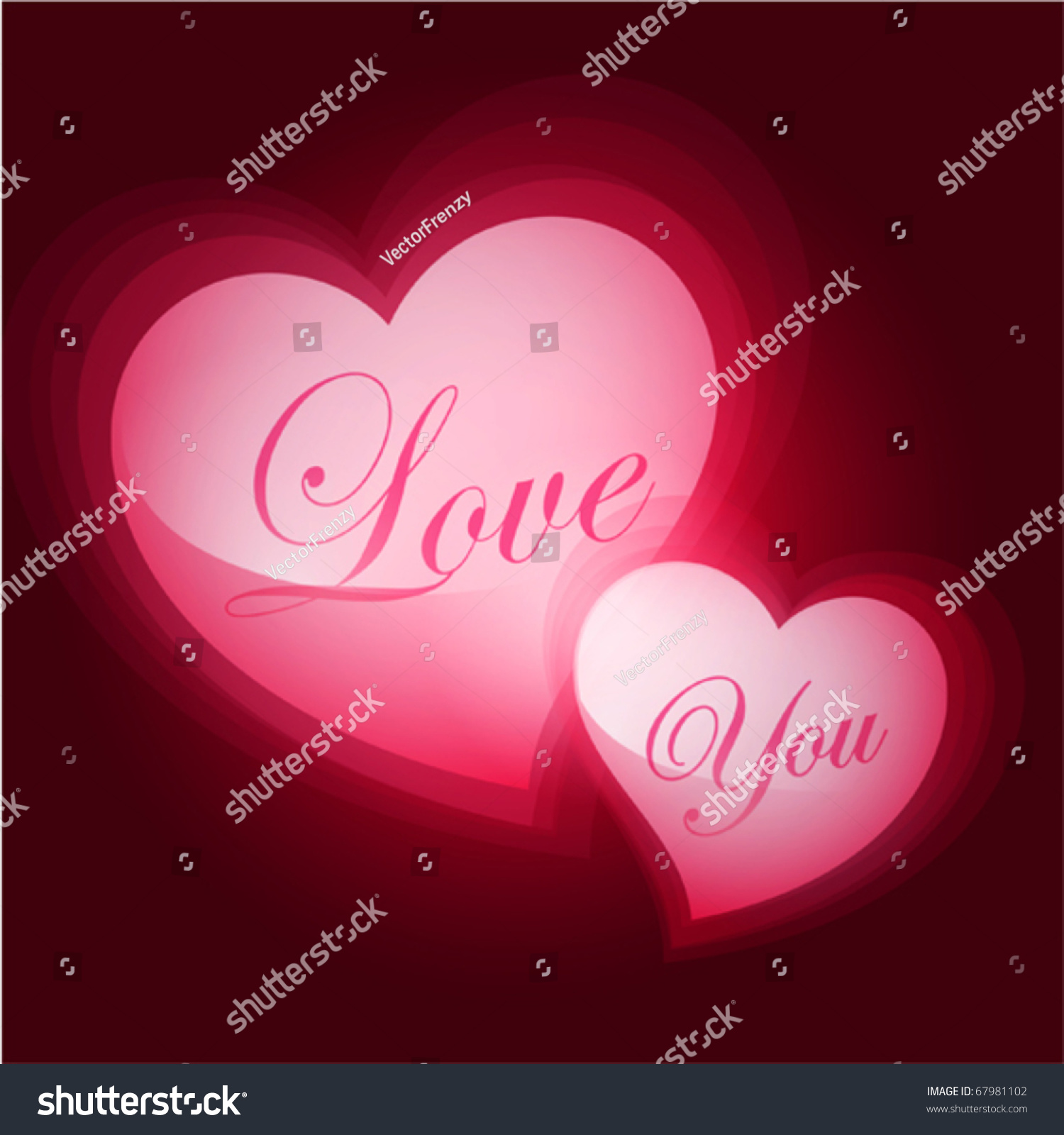 Vector Illustration Of Two Brightly Glowing Hearts - 67981102 ...