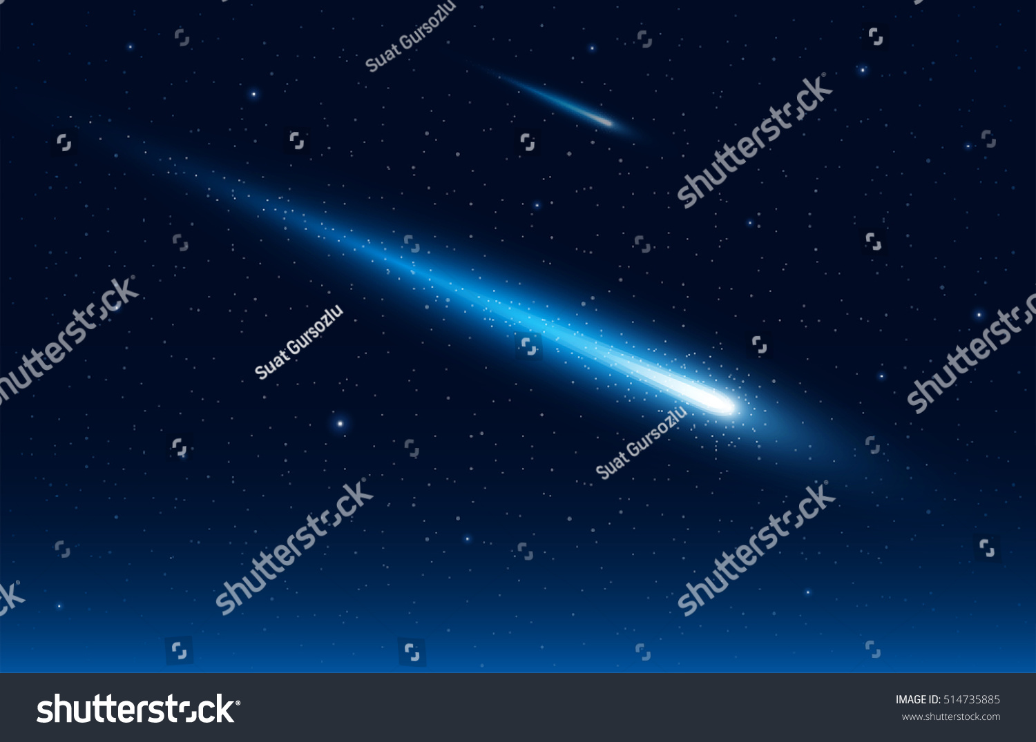 Vector Illustration Two Comet Starry Space Stock Vector (Royalty Free ...