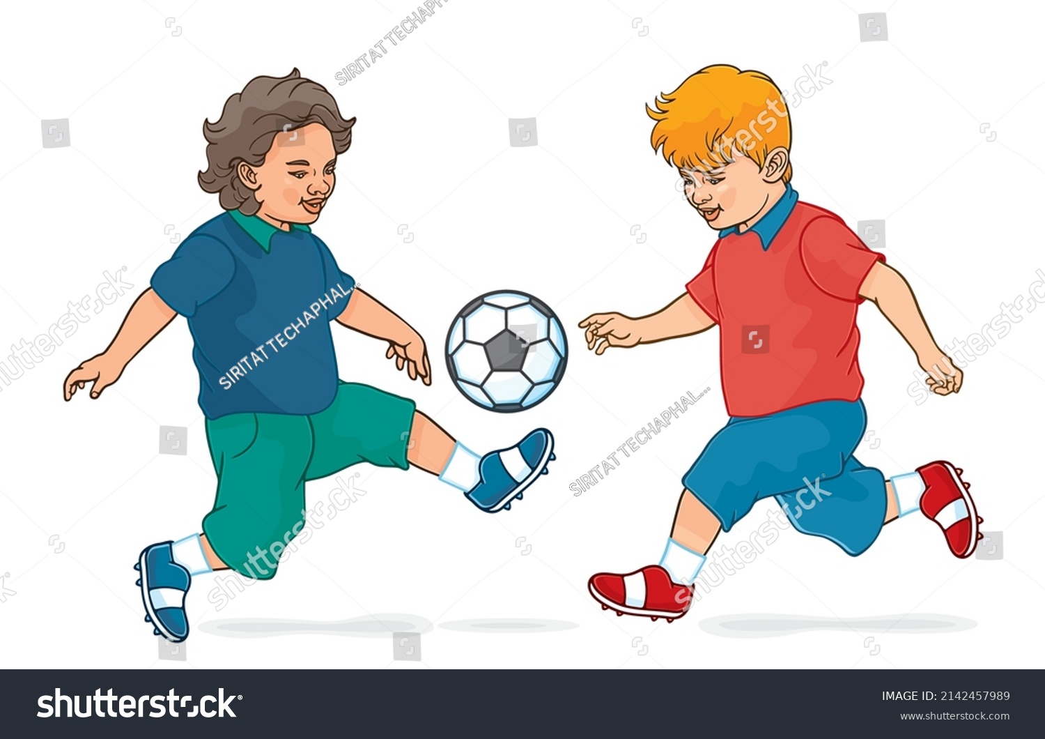 Vector Illustration Two Cute Little Boys Stock Vector (Royalty Free ...