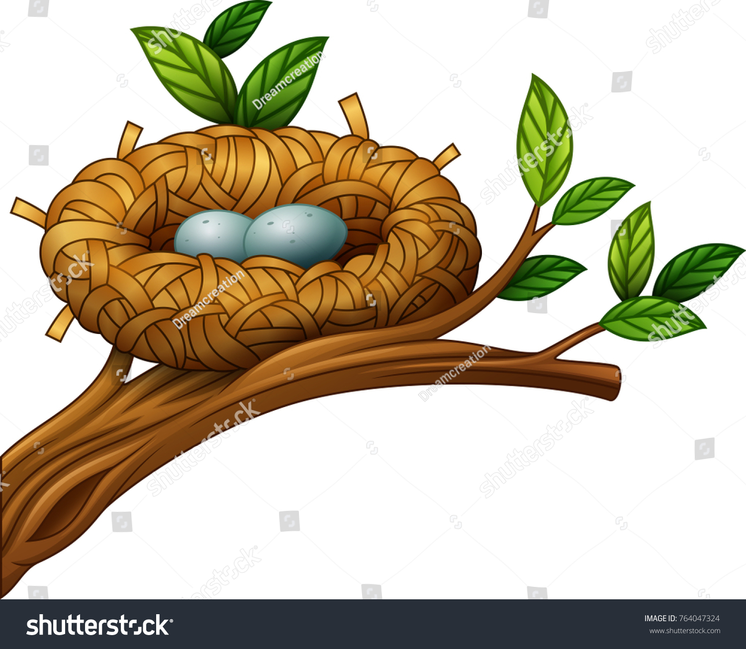 Vector Illustration Two Eggs Bird Nest Stock Vector (Royalty Free ...