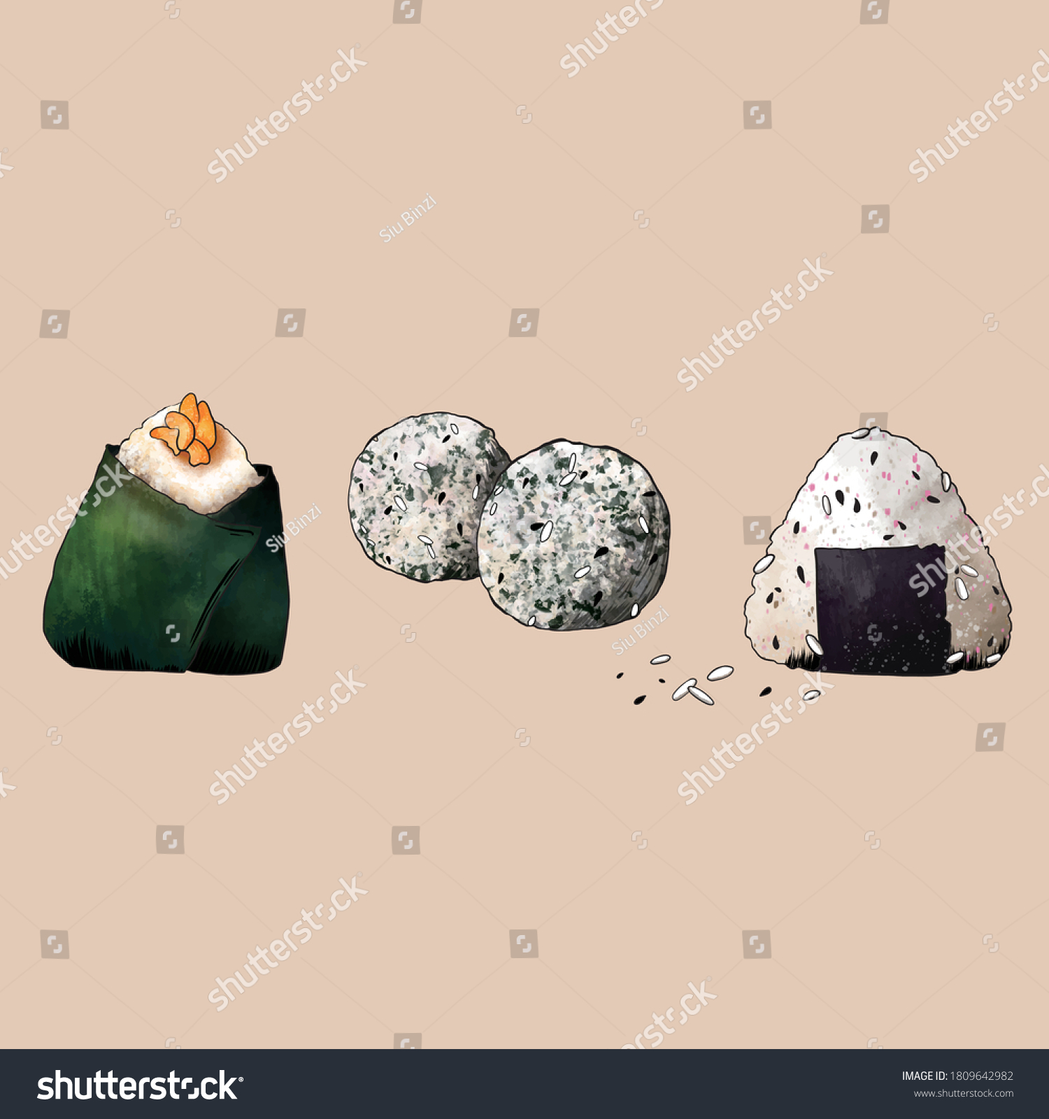 Vector Illustration 3 Types Japanese Rice Stock Vector (Royalty Free